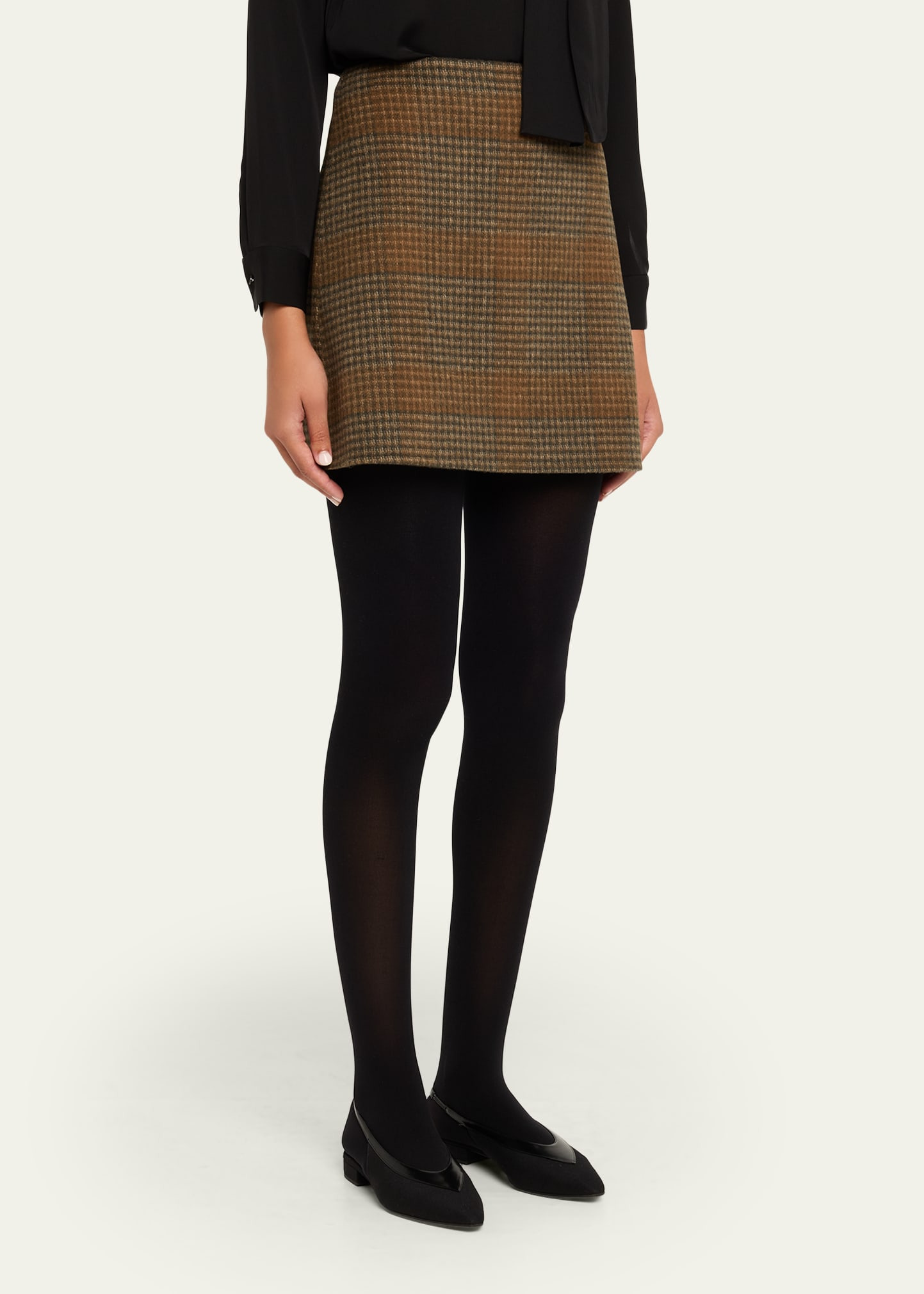 Plaid Tweed Mini Skirt - 4