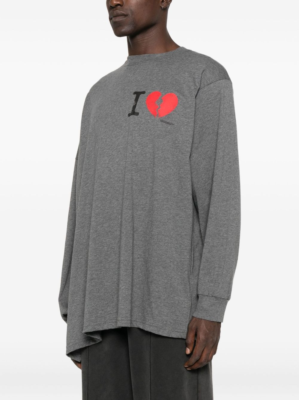 broken-heart print long-sleeved T-shirt - 3