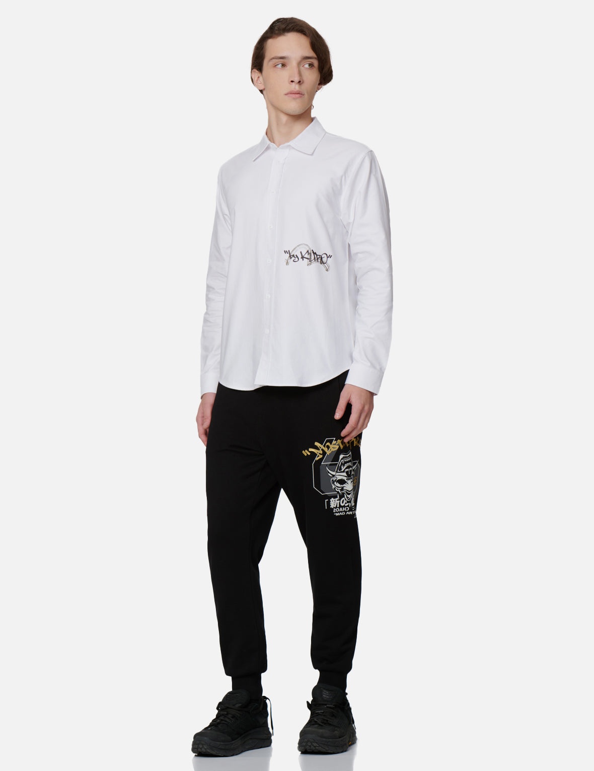 Dripping Hannya Skull Print Sweatpants - 3