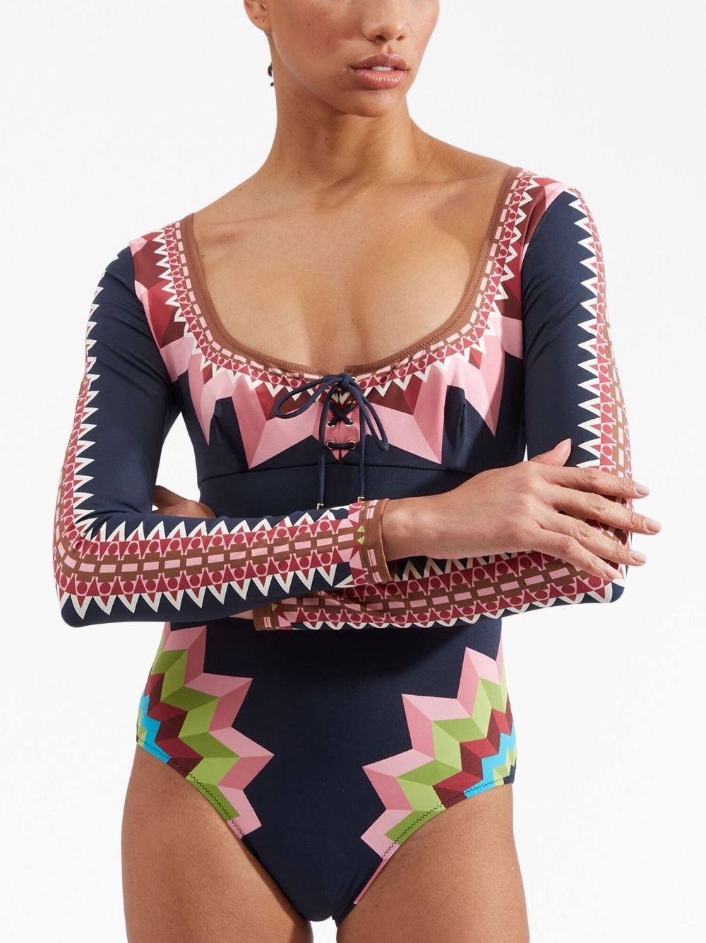 Sunset geometric-print one-piece - 3