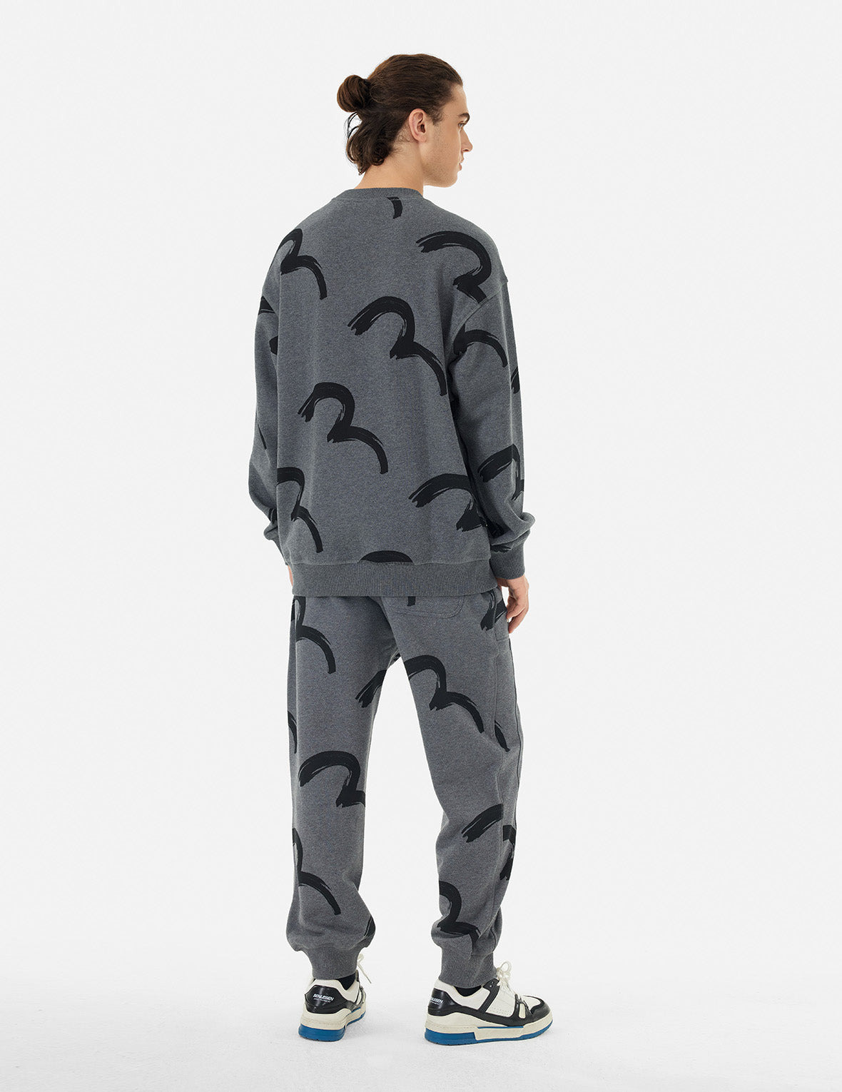 ALLOVER BRUSHSTROKE SEAGULL AND LOGO PRINT RELAX FIT SWEATSHIRT - 4