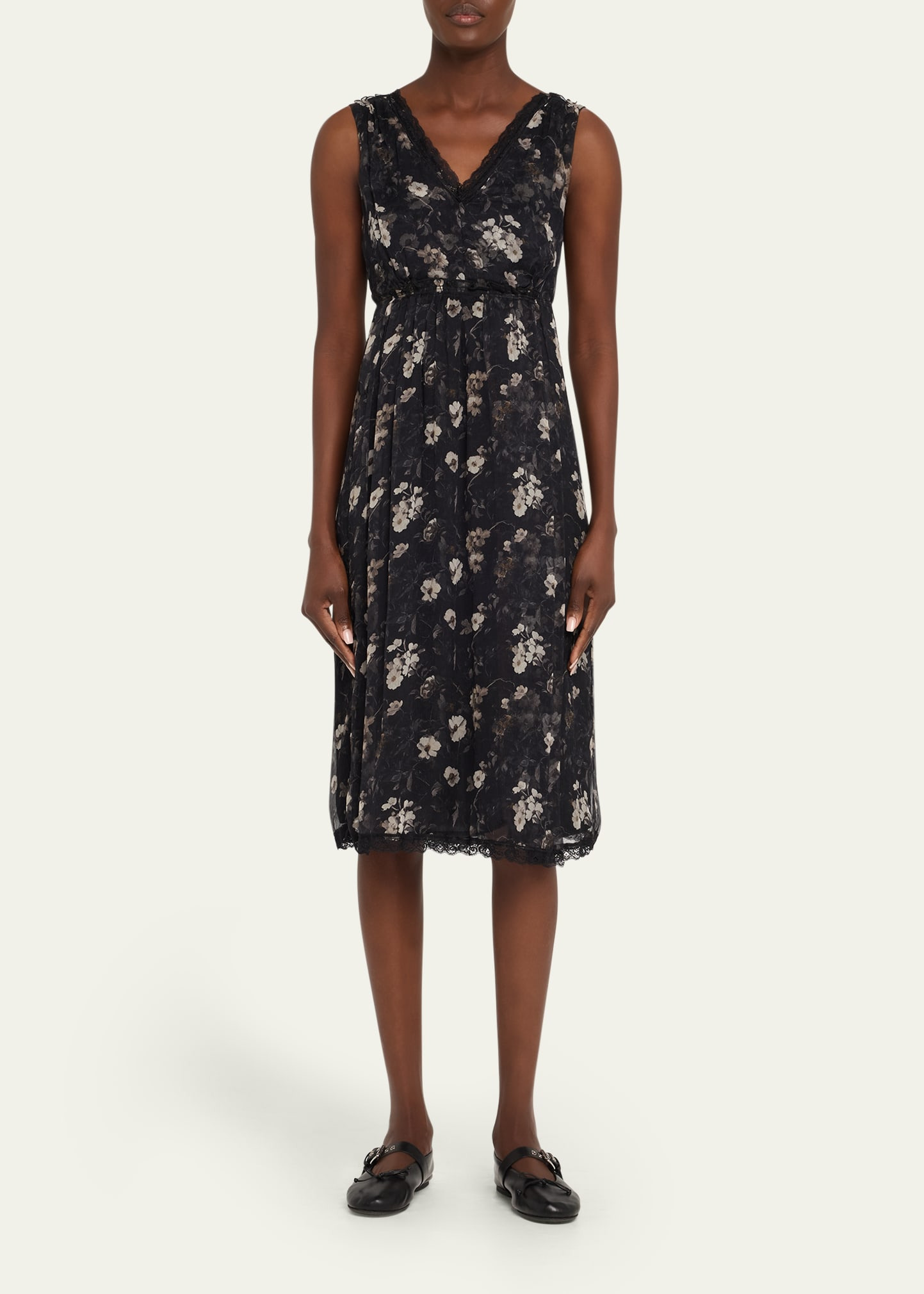 Sleeveless Floral Silk Midi Dress - 2
