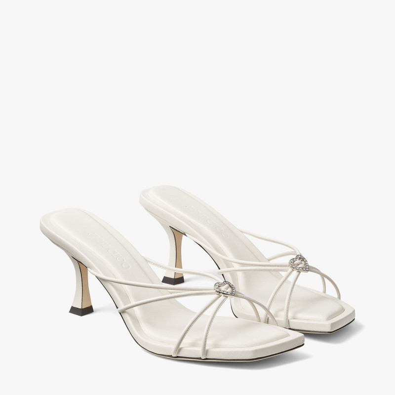 Indiya Mule 70 Latte Nappa Leather Mules with Crystal Hearts 4