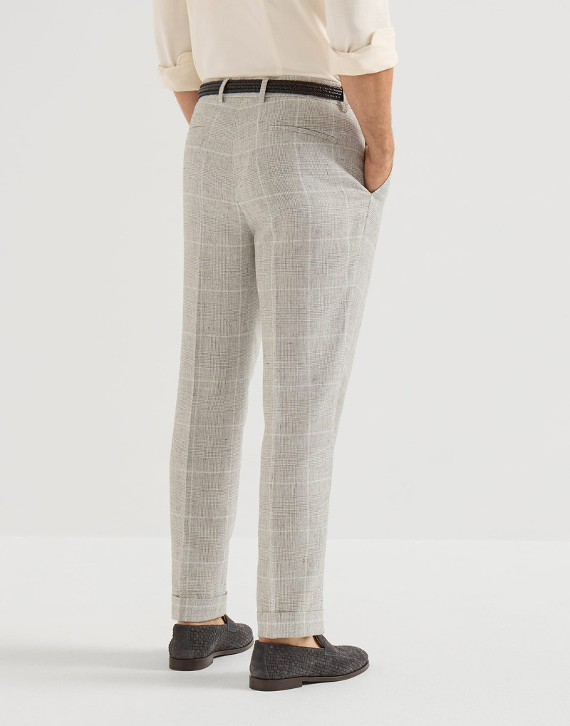 Linen Prince of Wales trousers with pleat 3