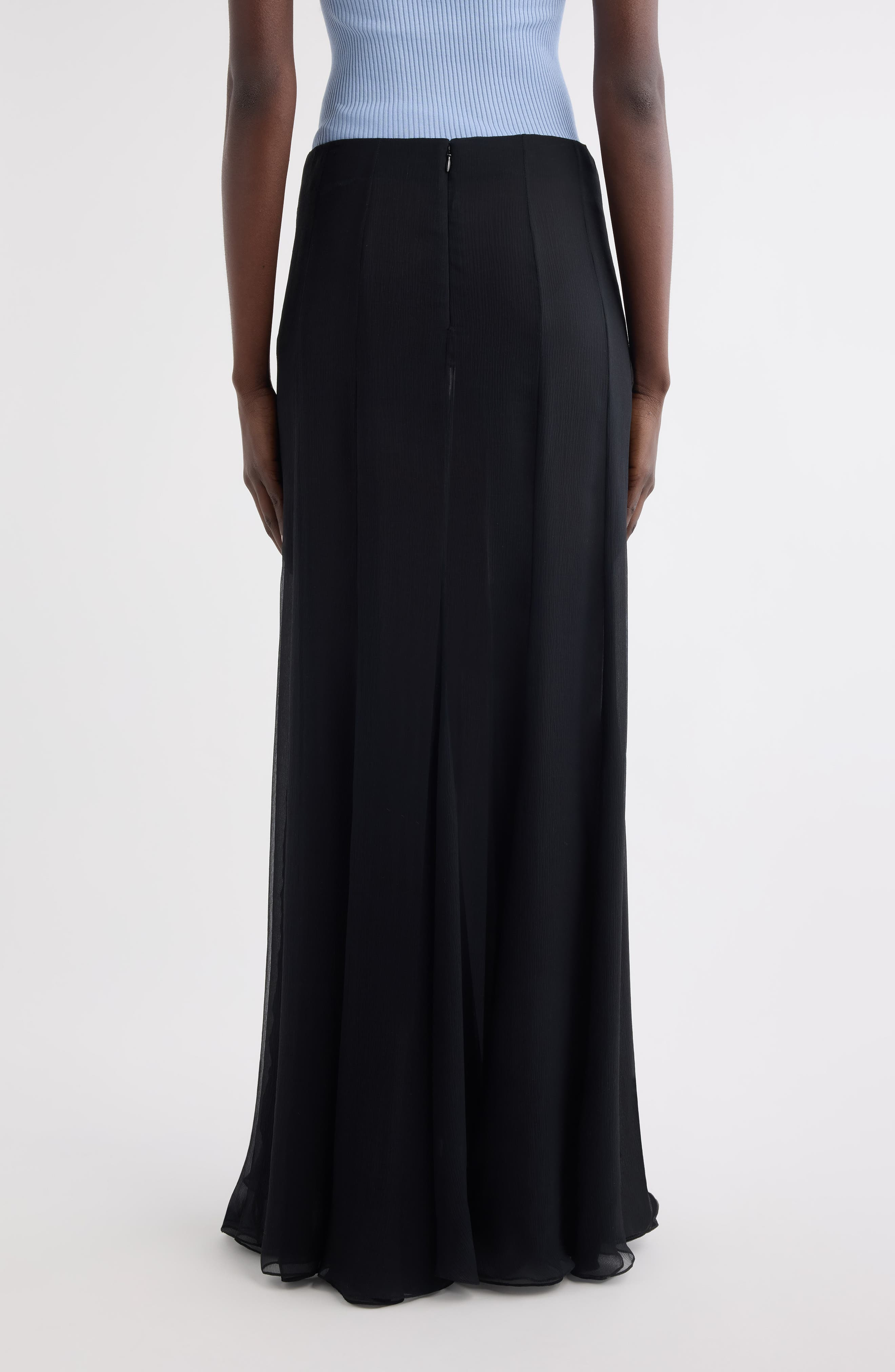 Chloé Semisheer Washed Satin Maxi Skirt in Black at Nordstrom - 3