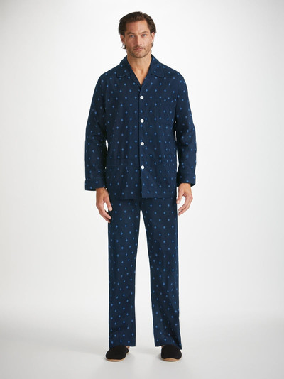 Derek Rose Men's Classic Fit Pyjamas Nelson 98 Cotton Batiste Navy outlook