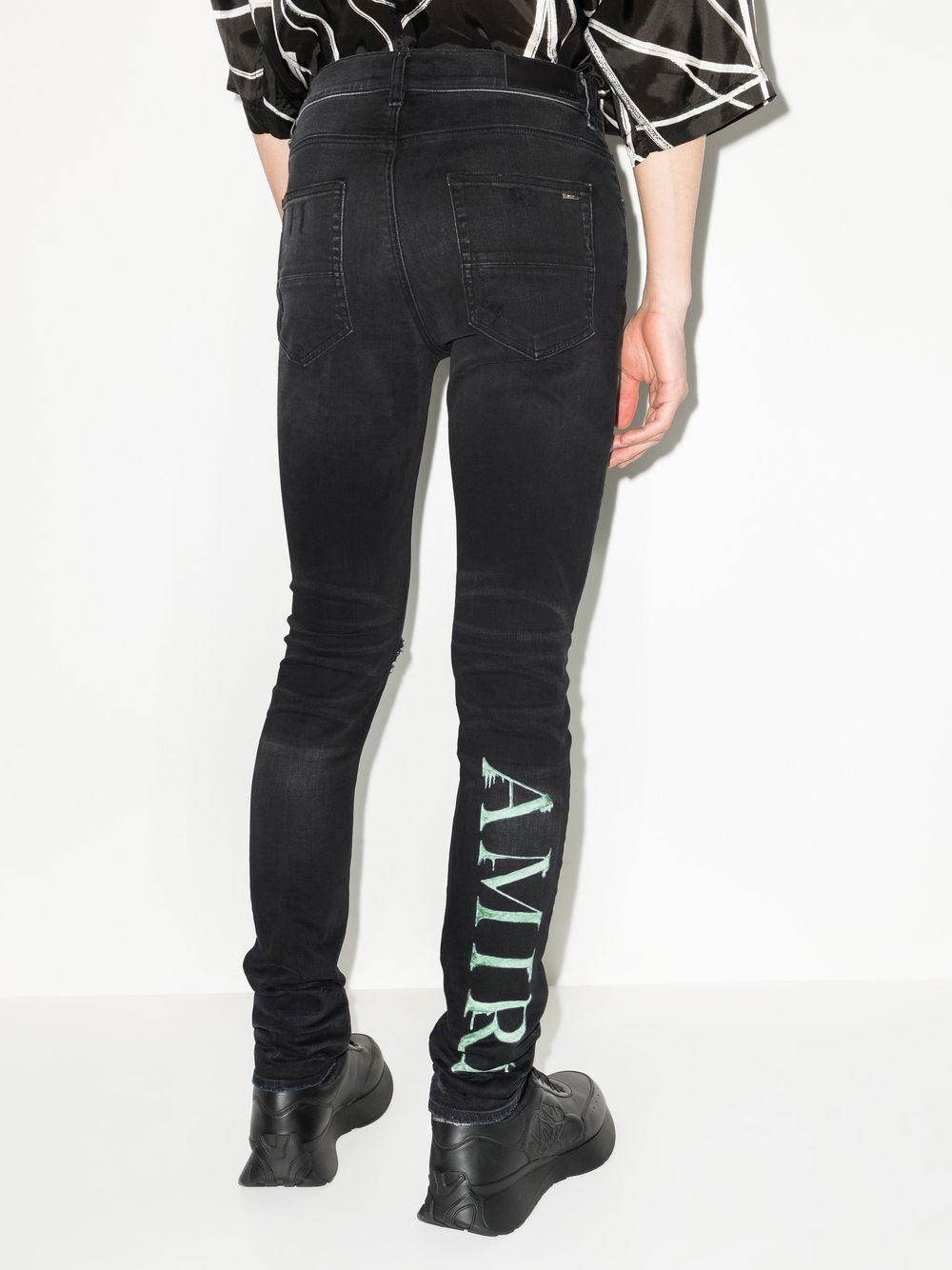 Watercolour logo-print skinny jeans - 3