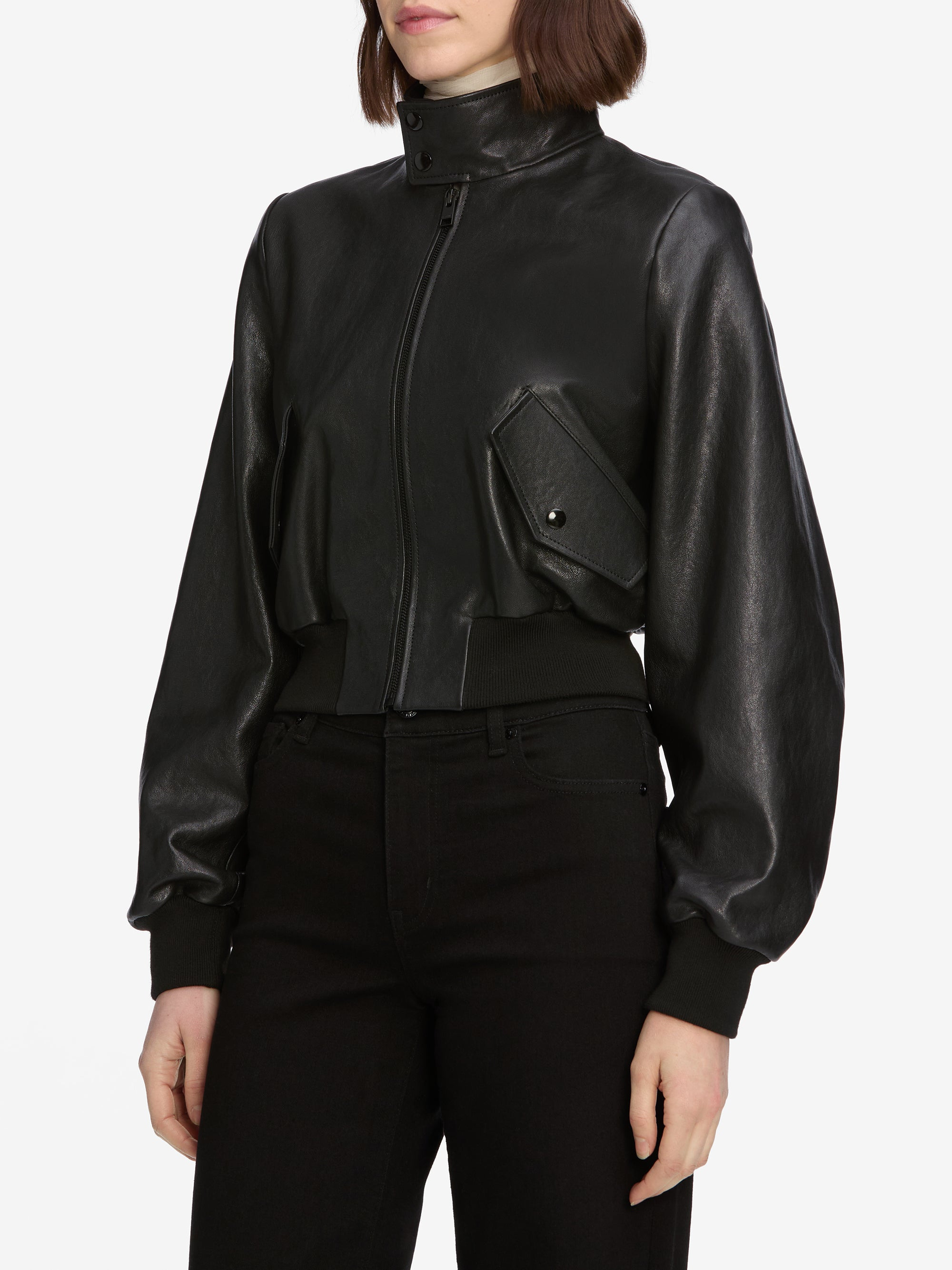 The Leather Harrington Jacket in Black - 5