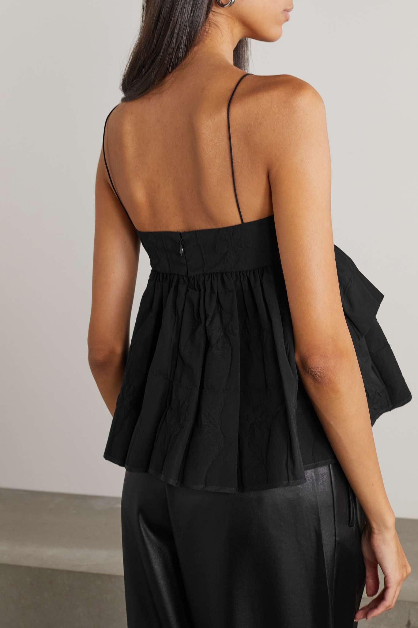 Debra ruffled cotton-blend cloqué peplum camisole - 3