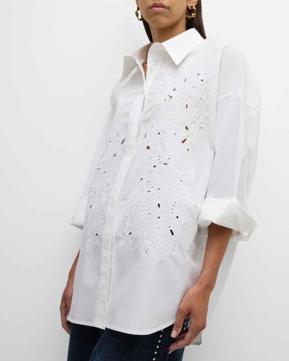 Poplin Power Embroidered Eyelet Blouse - 7