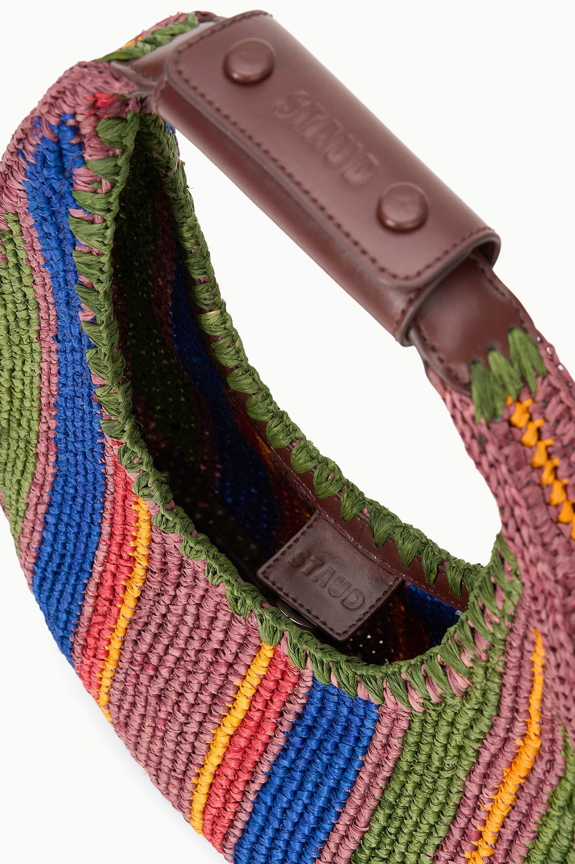 STAUD MOON TOTE BAG JUNGLE STRIPE RAFFIA - 7