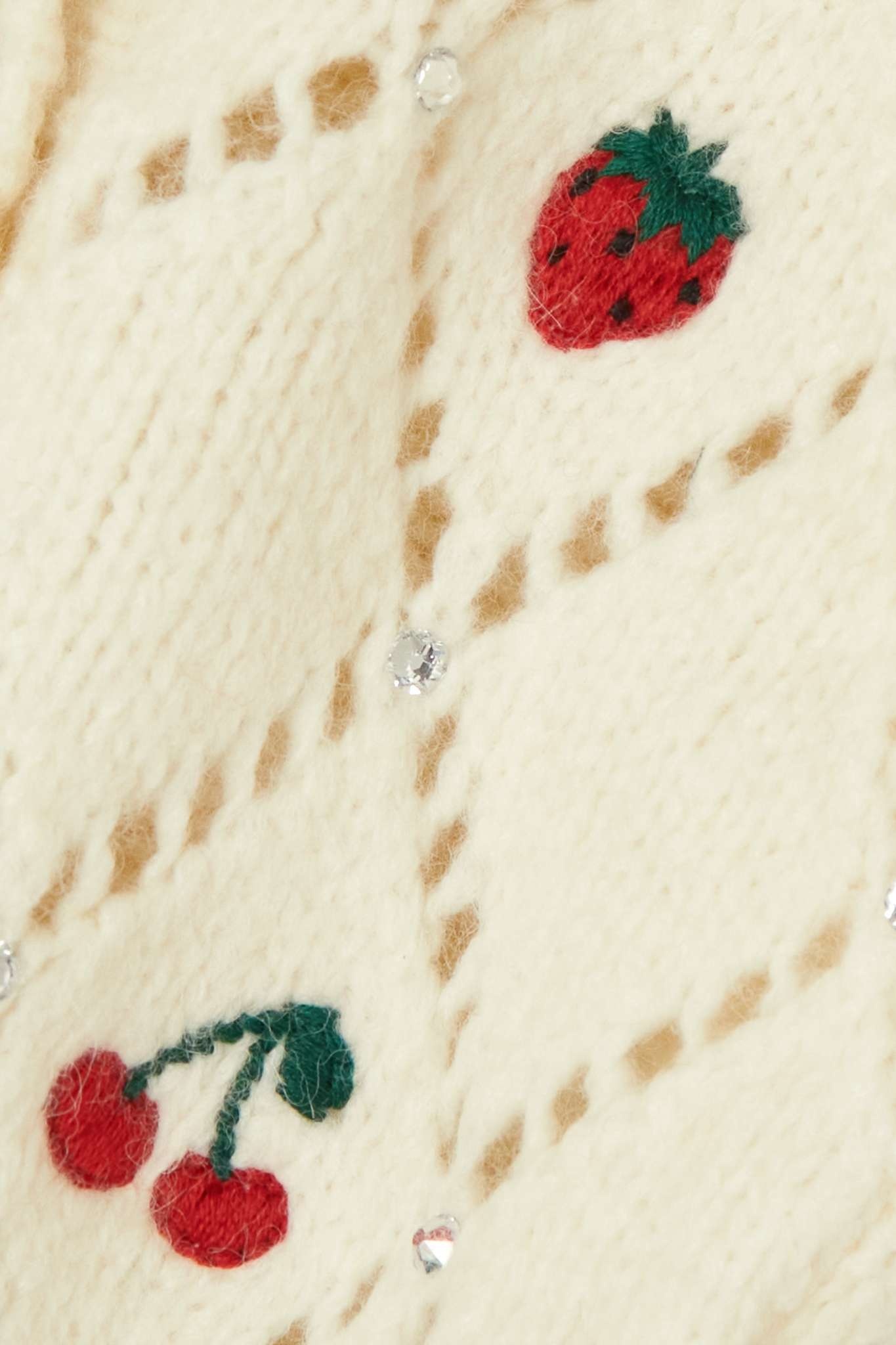 Embellished embroidered pointelle-knit alpaca-blend cardigan - 4
