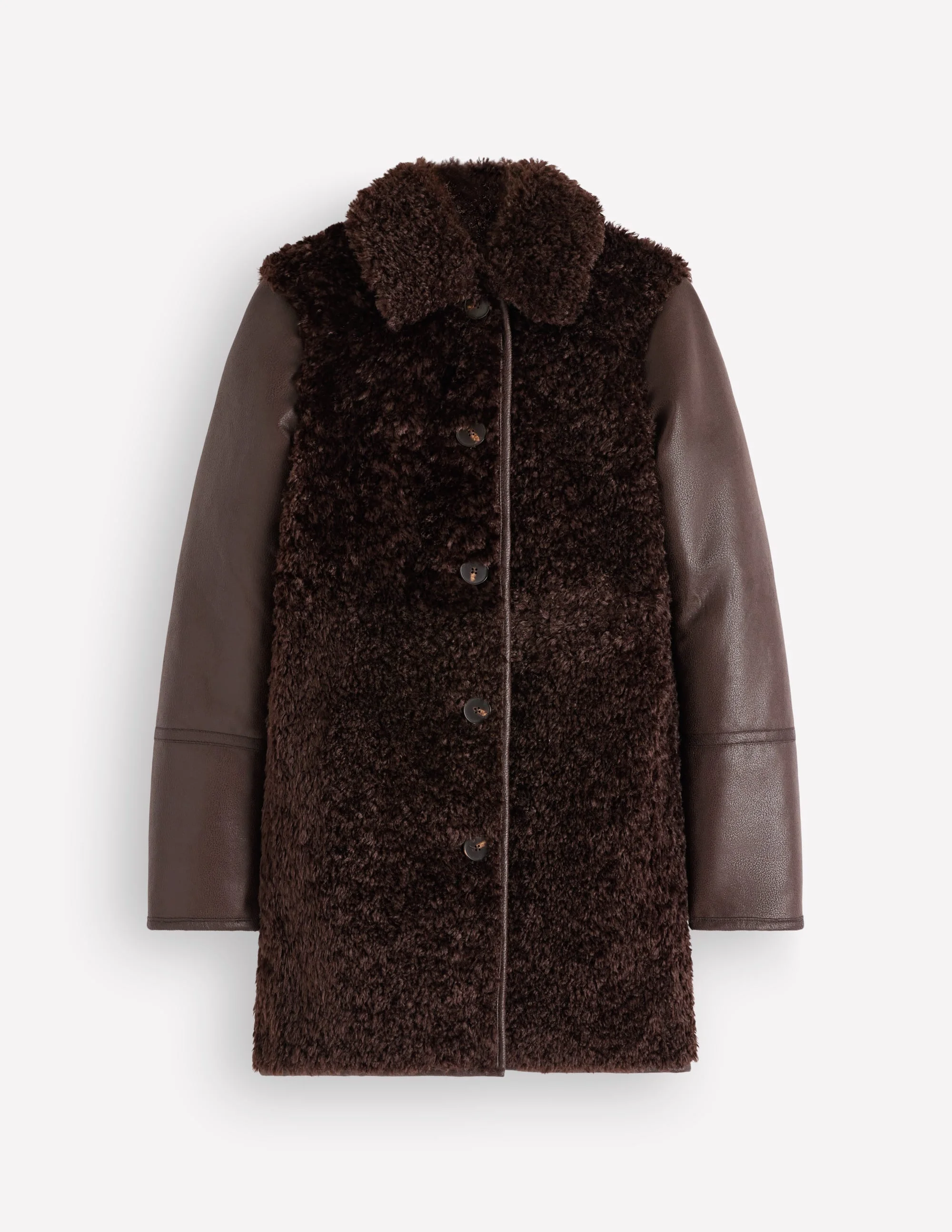 Teddy Fur Mix Coat-Bitter Chocolate - 1