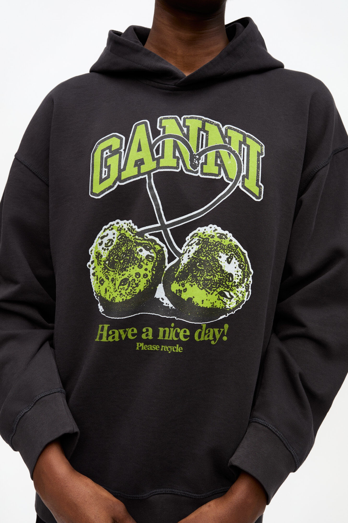 BLACK ISOLI CHERRIES OVERSIZED HOODIE - 5