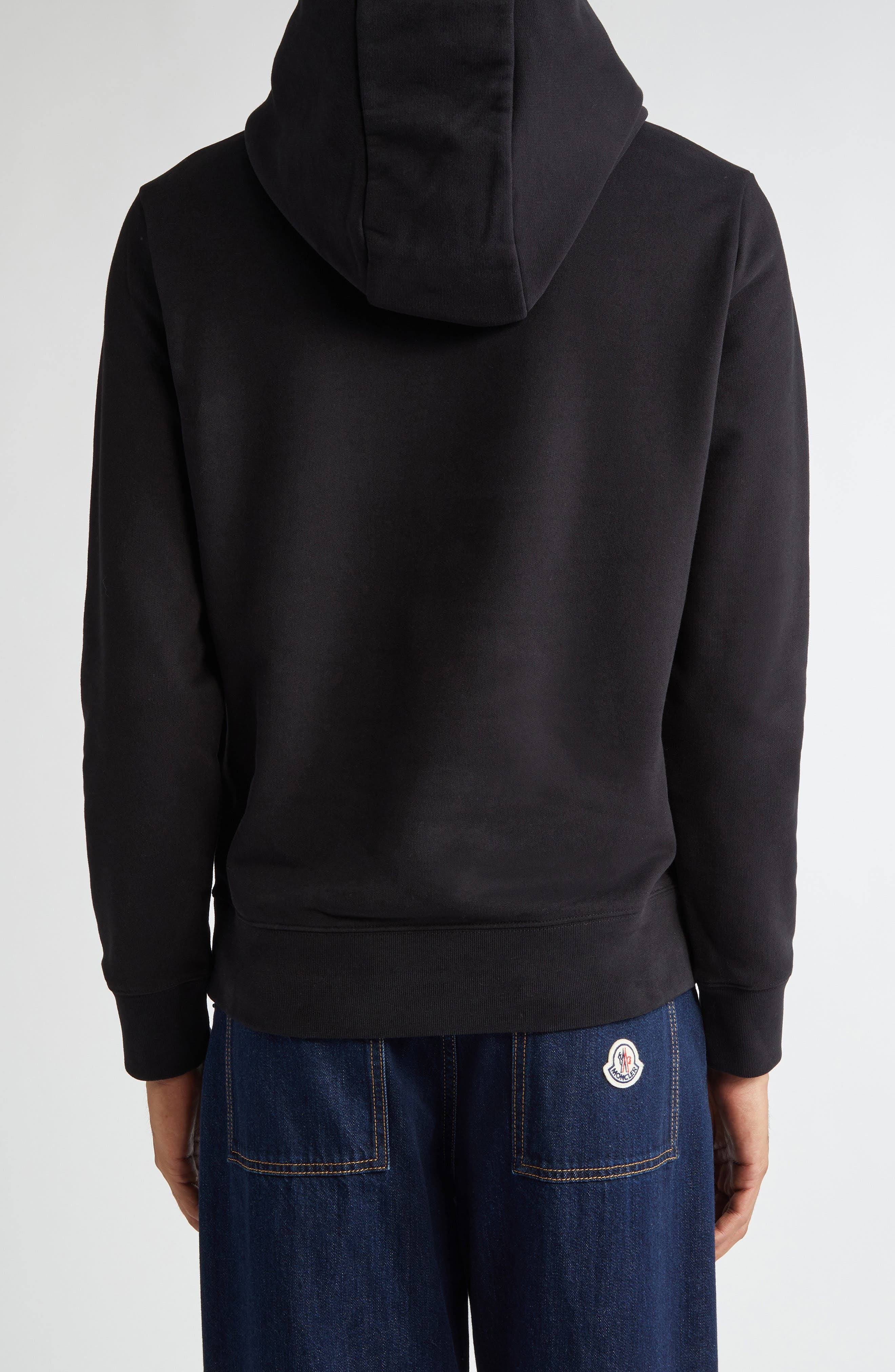 Moncler Logo Patch Hoodie in Black at Nordstrom - 2