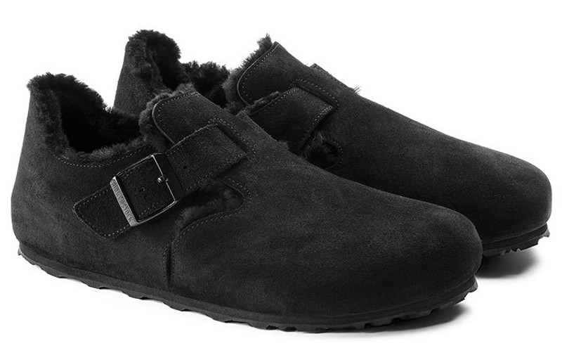 Birkenstock London Shearling Suede Leather Narrow Fit Sandals 'Black' 1014961 3