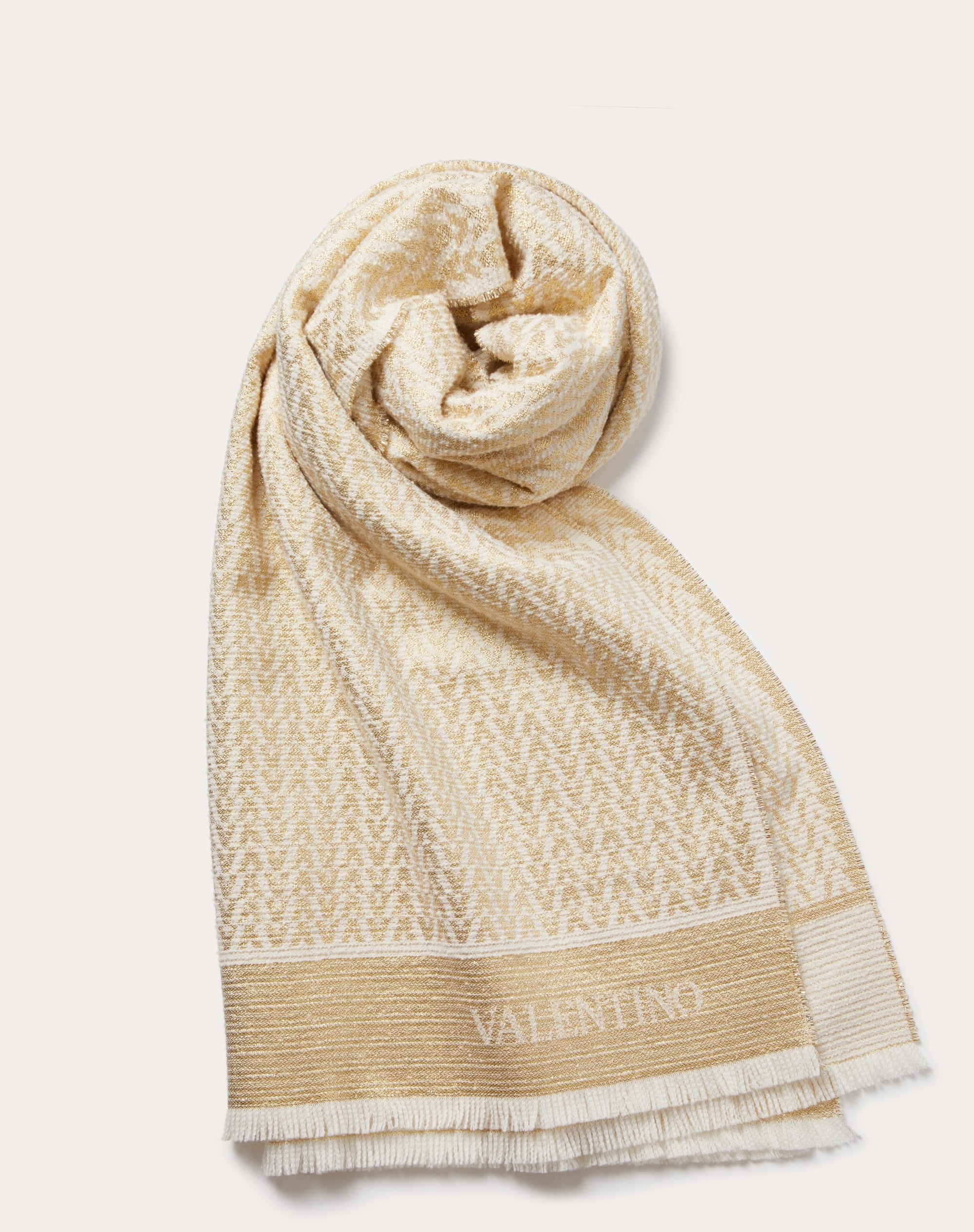OPTICAL VALENTINO WOOL AND LUREX BLEND STOLE - 1