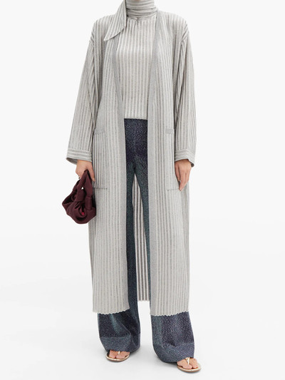 Missoni Ladder-rib longline metallic-jersey cardigan outlook