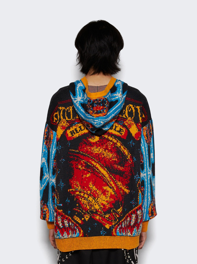 Jacquard Knitted Hoodie Red 5