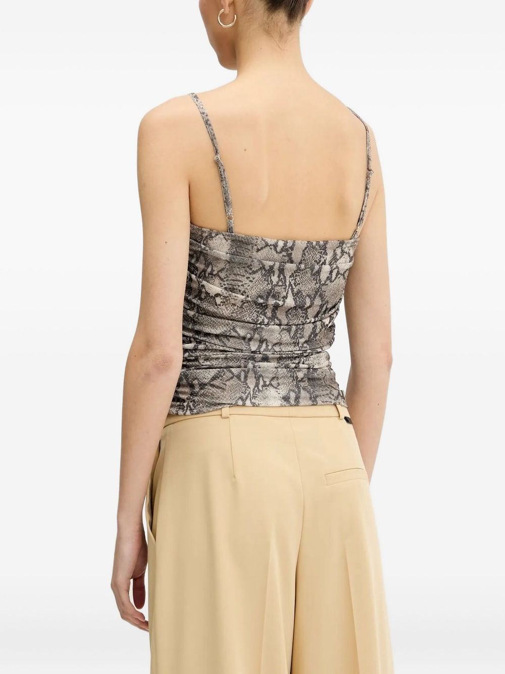 snakeskin-print cowl-neck top - 2