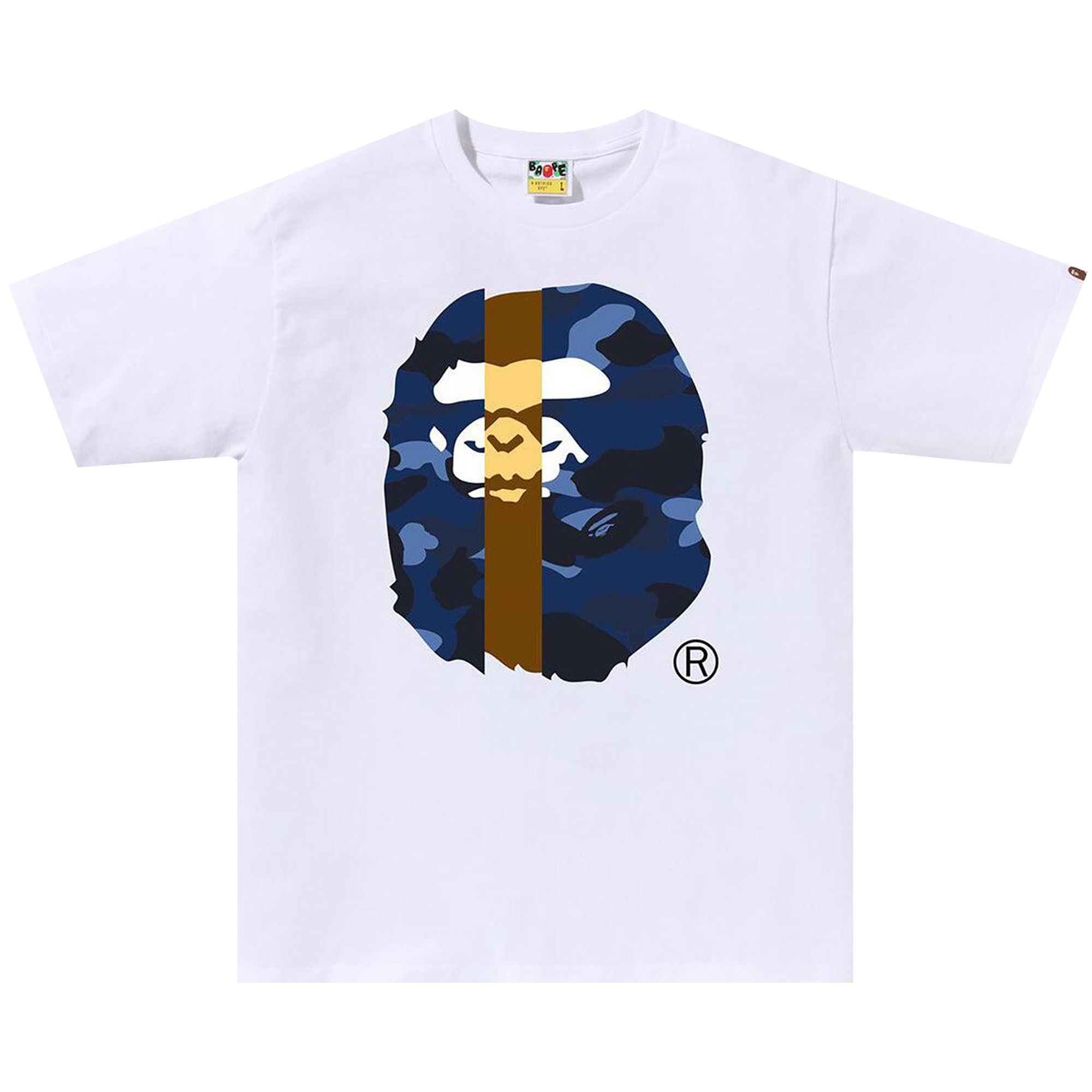 BAPE Color Camo Transform Big Ape Head Tee 'White/Navy' - 1