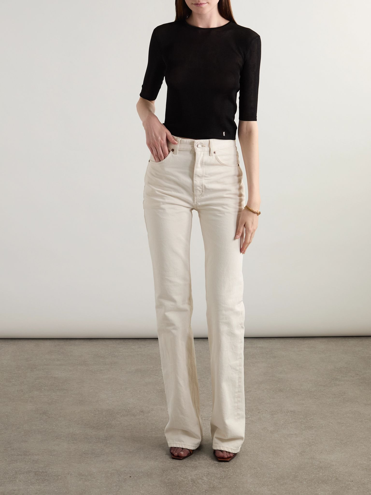 Embellished knitted top Black - 2