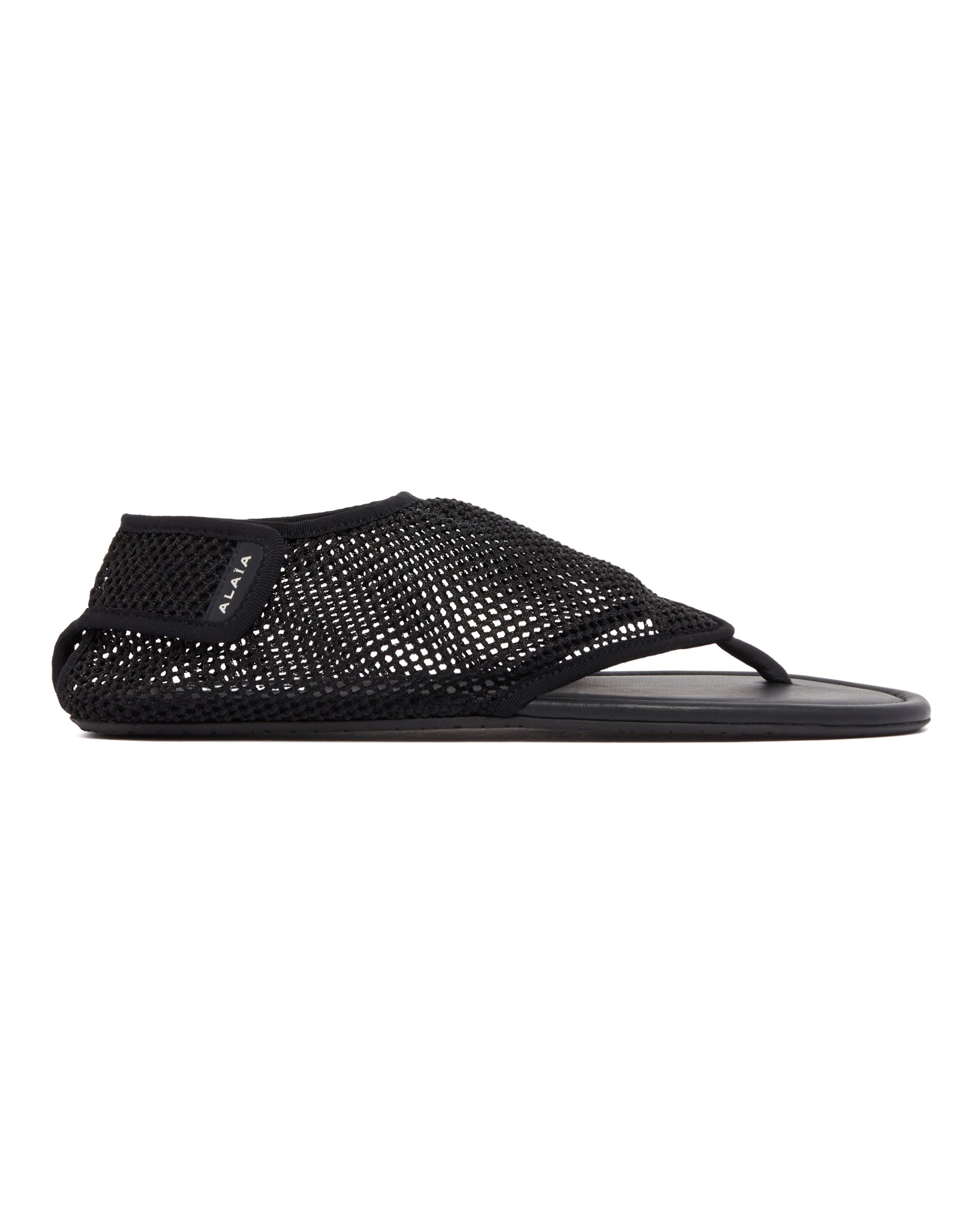 Black Mesh Thong Sandals - 2