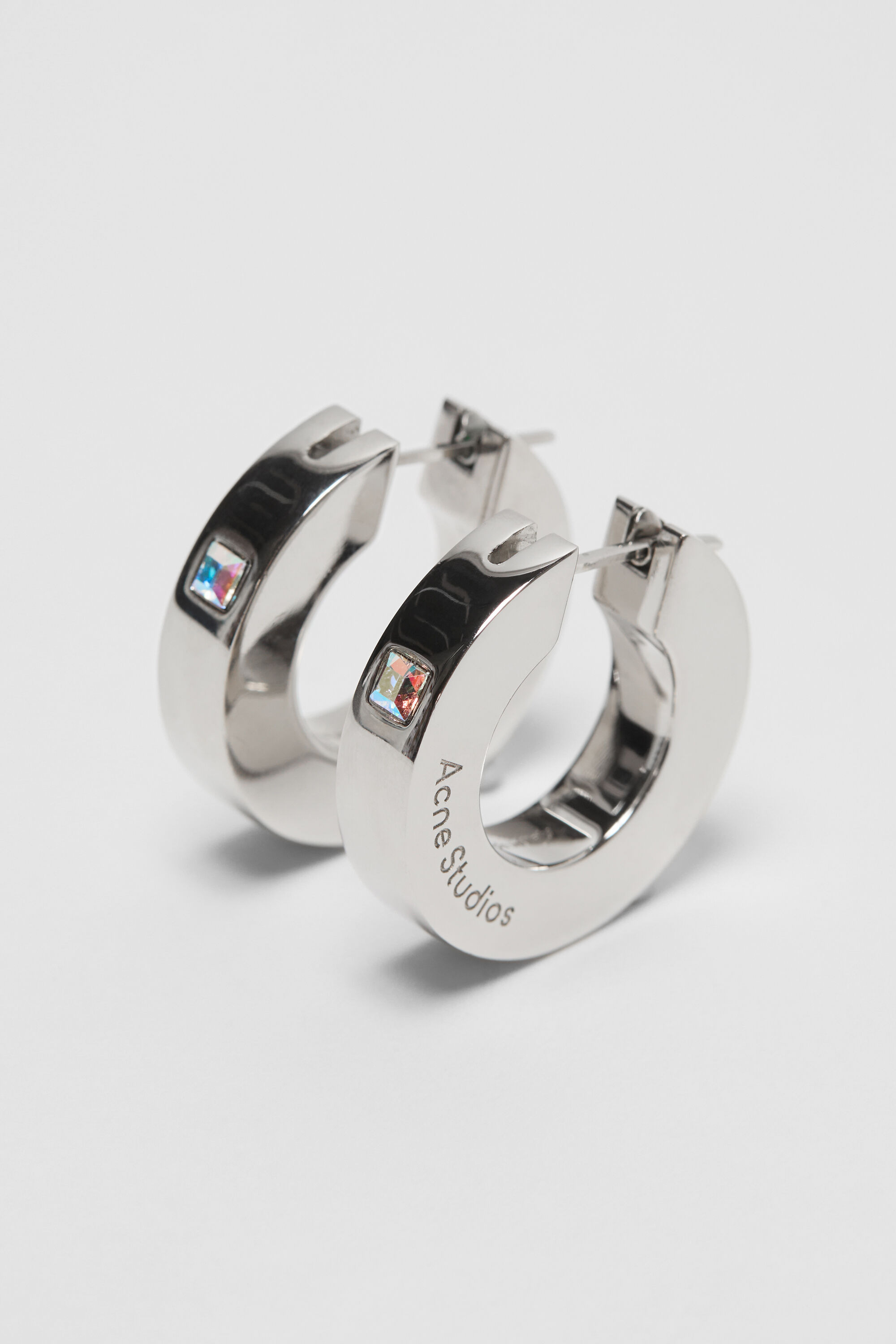 Crystal hoop earrings - Semi matt silver - 4