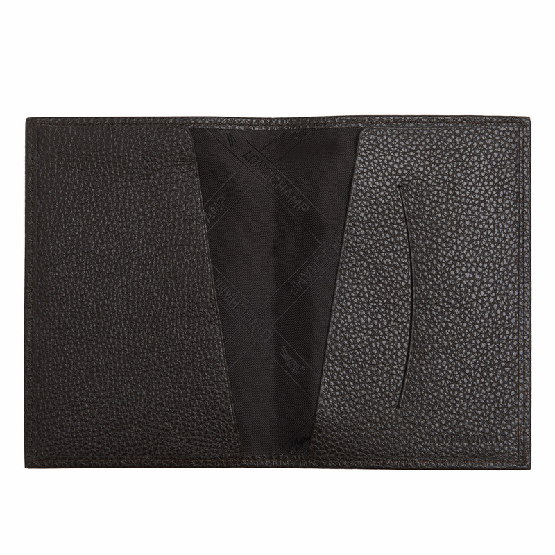 Longchamp Le Foulonné Passport cover Mocha - Leather outlook