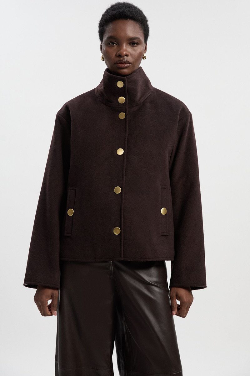 KAREN MILLEN Brushed Wool  Funnel Neck Tailored Short Coat outlook