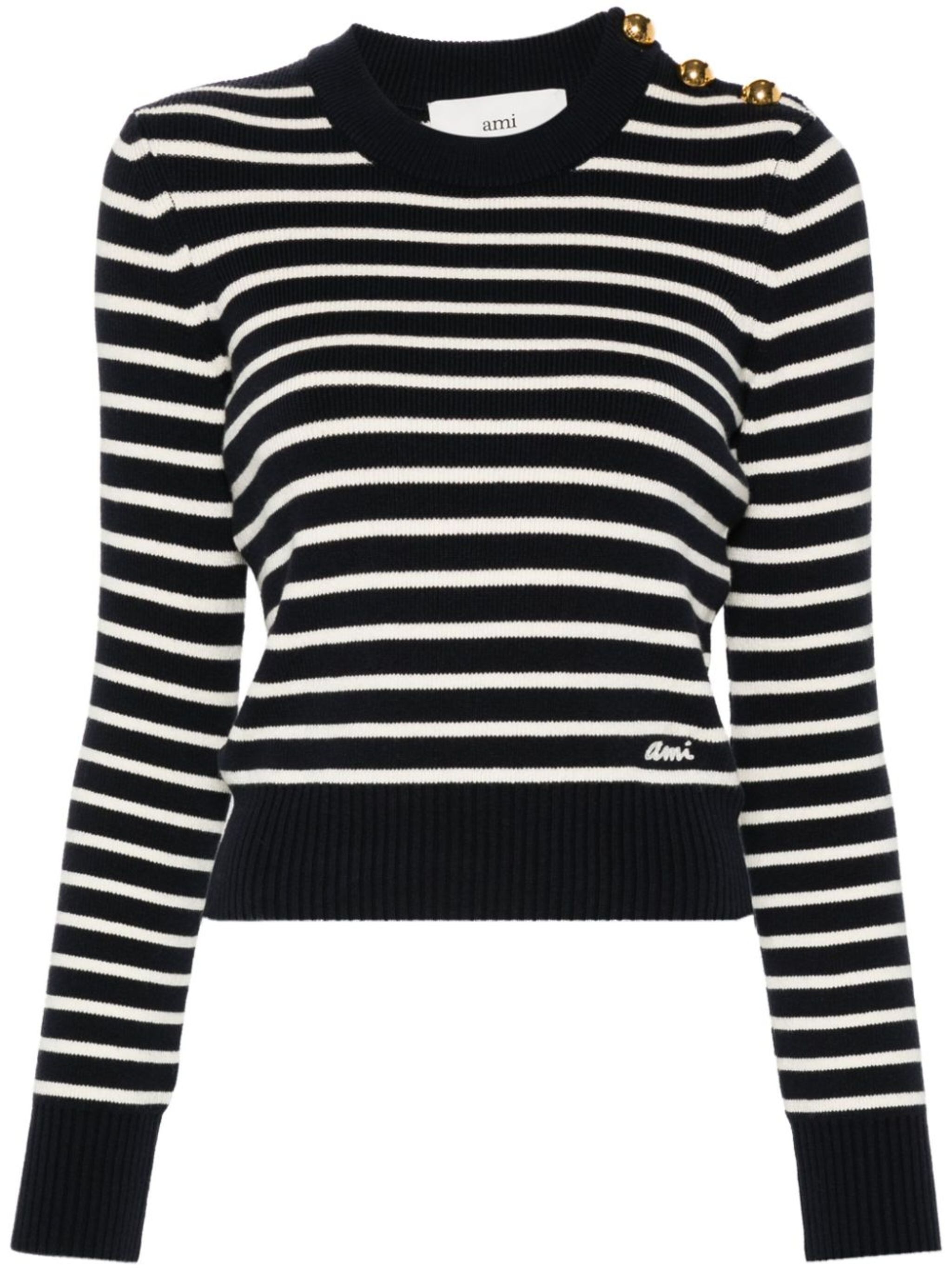 AMI Paris ribbed-knit striped jumper eraldo REVERSIBLE