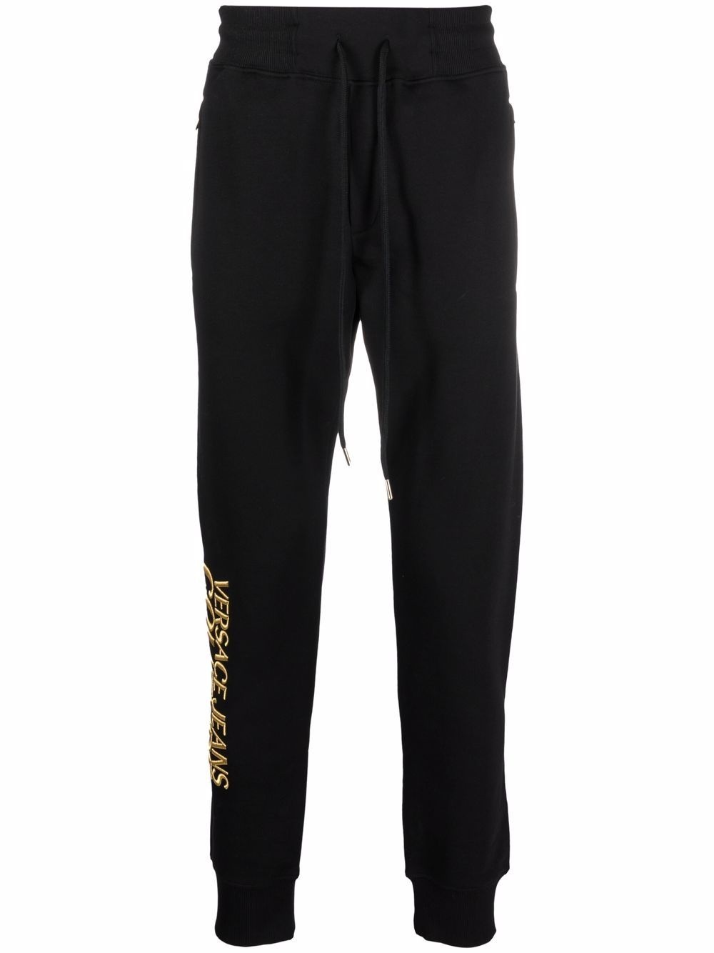 logo-embroidered jersey trousers - 1