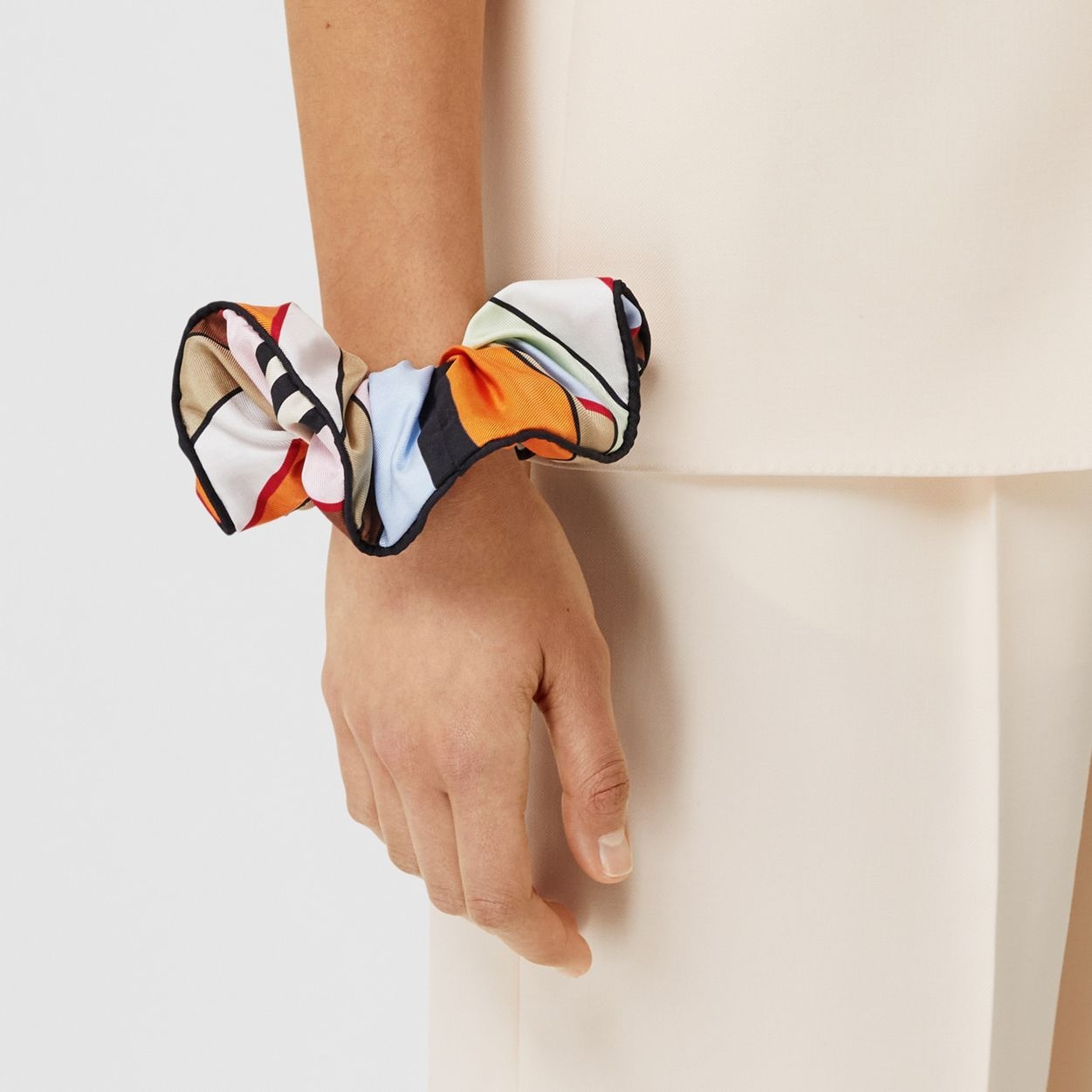 Montage Print Silk Twill Scrunchie 6