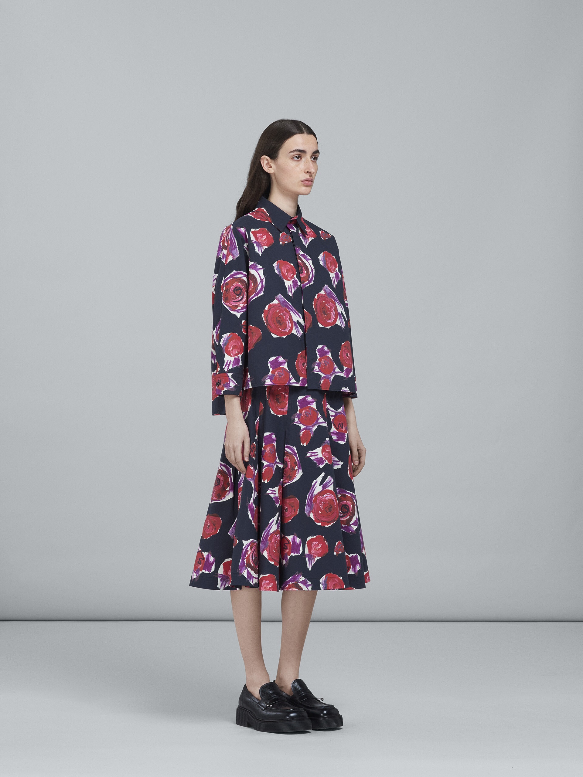 SPINNING ROSES PRINT POPLIN BALLOON SKIRT - 5