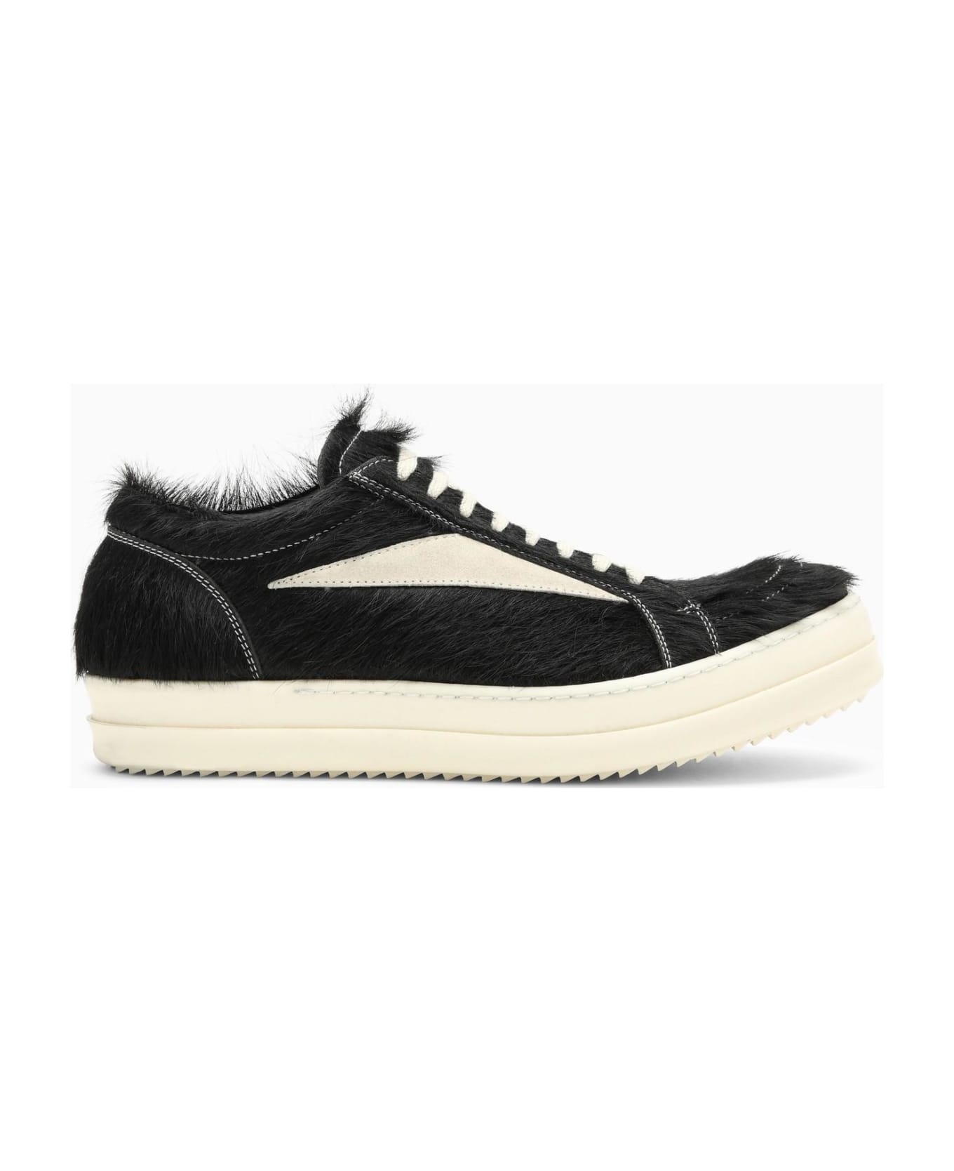 Black/white Sneaker In Leather With Fur - 1