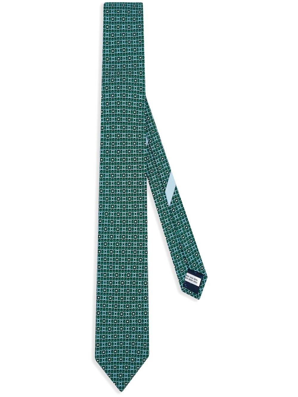 Gancini-pattern silk tie - 1