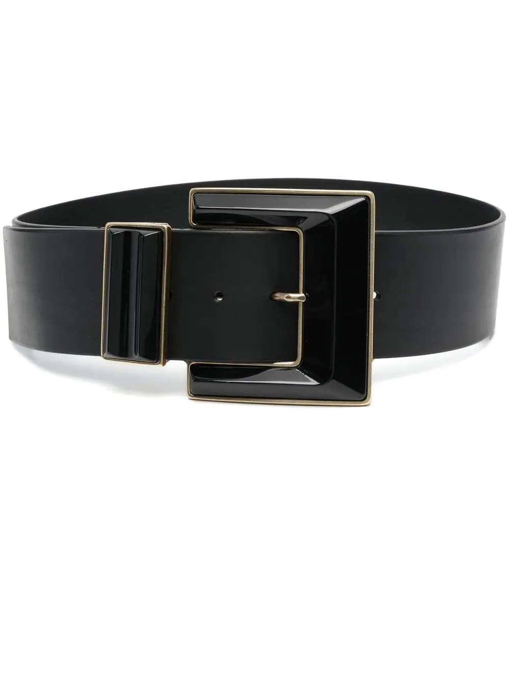 leather square-buckle belt - 1