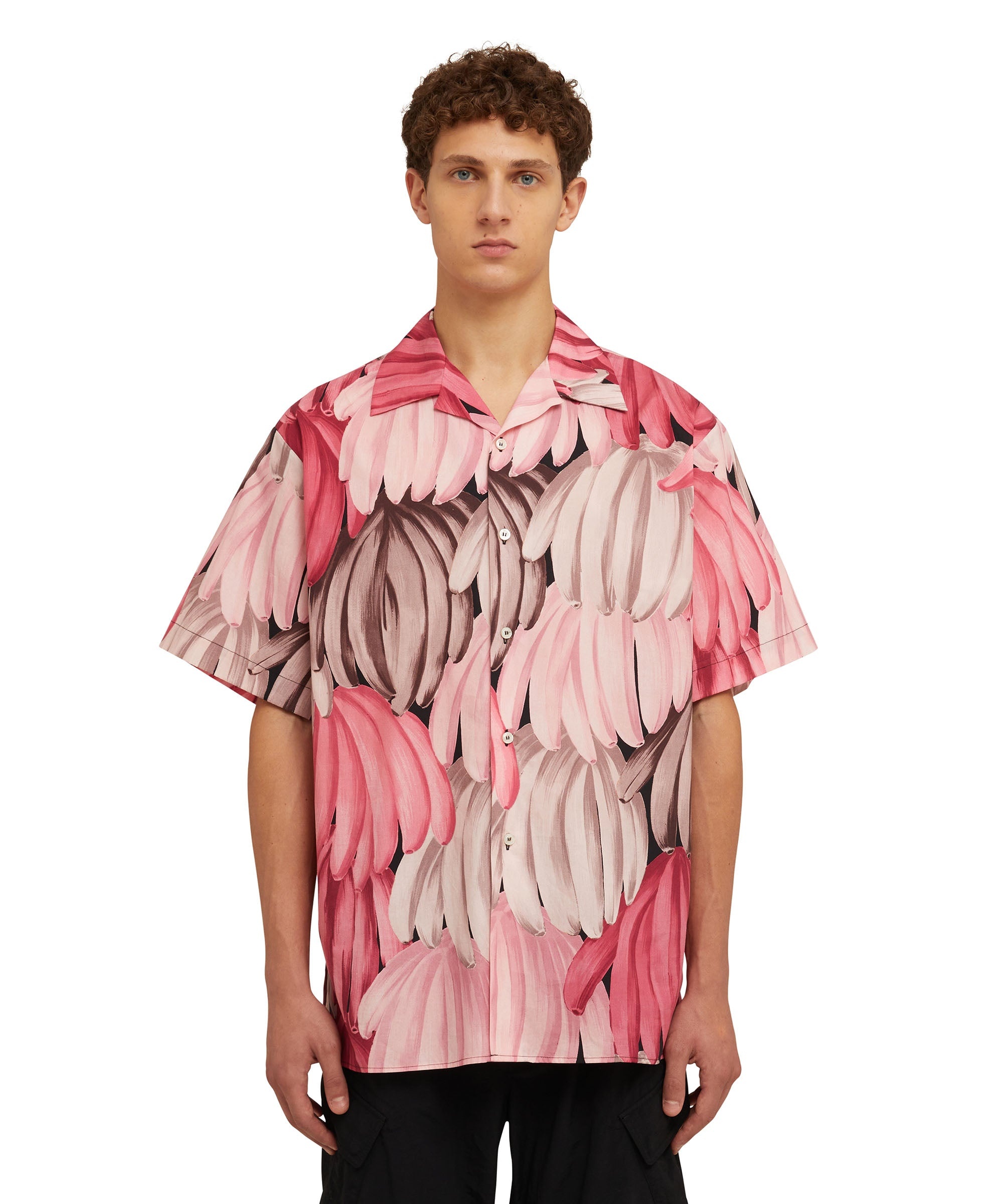 Poplin cotton shirt with "Bananas" print - 1