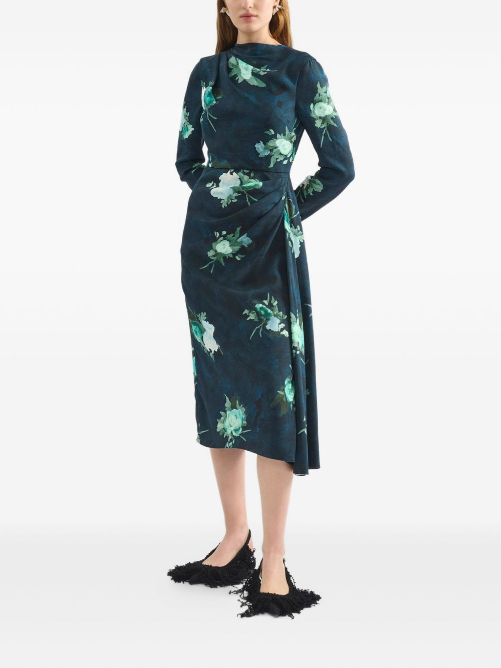 floral-draped midi dress - 2