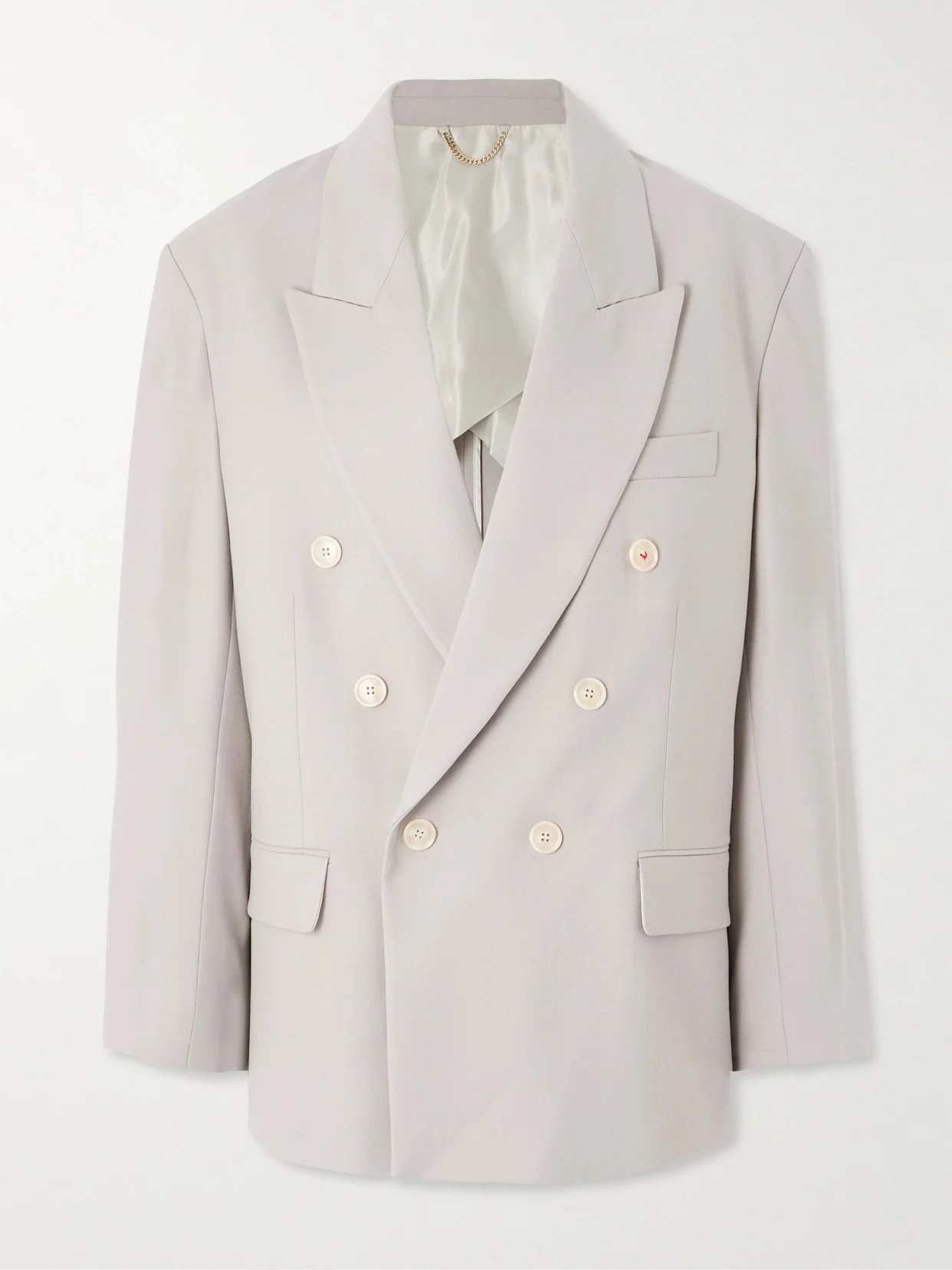 Oversized Double-breasted Twill Blazer - 1