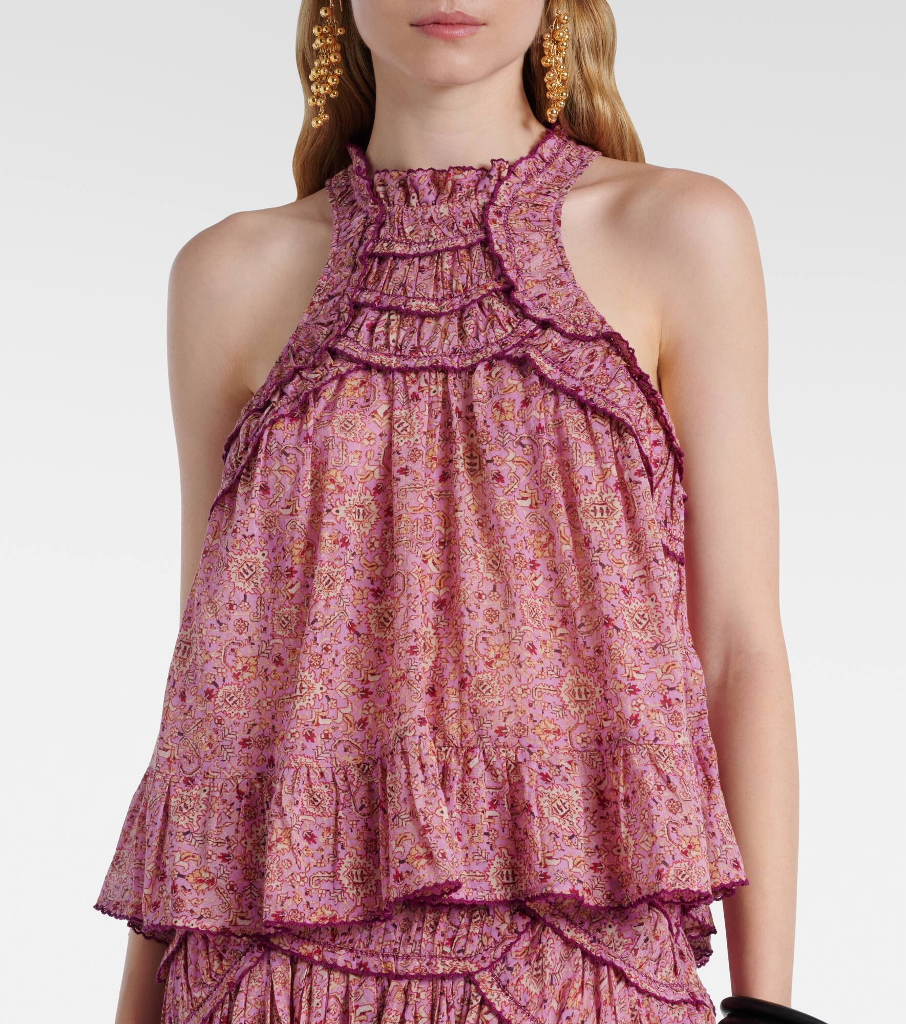 Carlee printed ruffled cotton blouse - 5