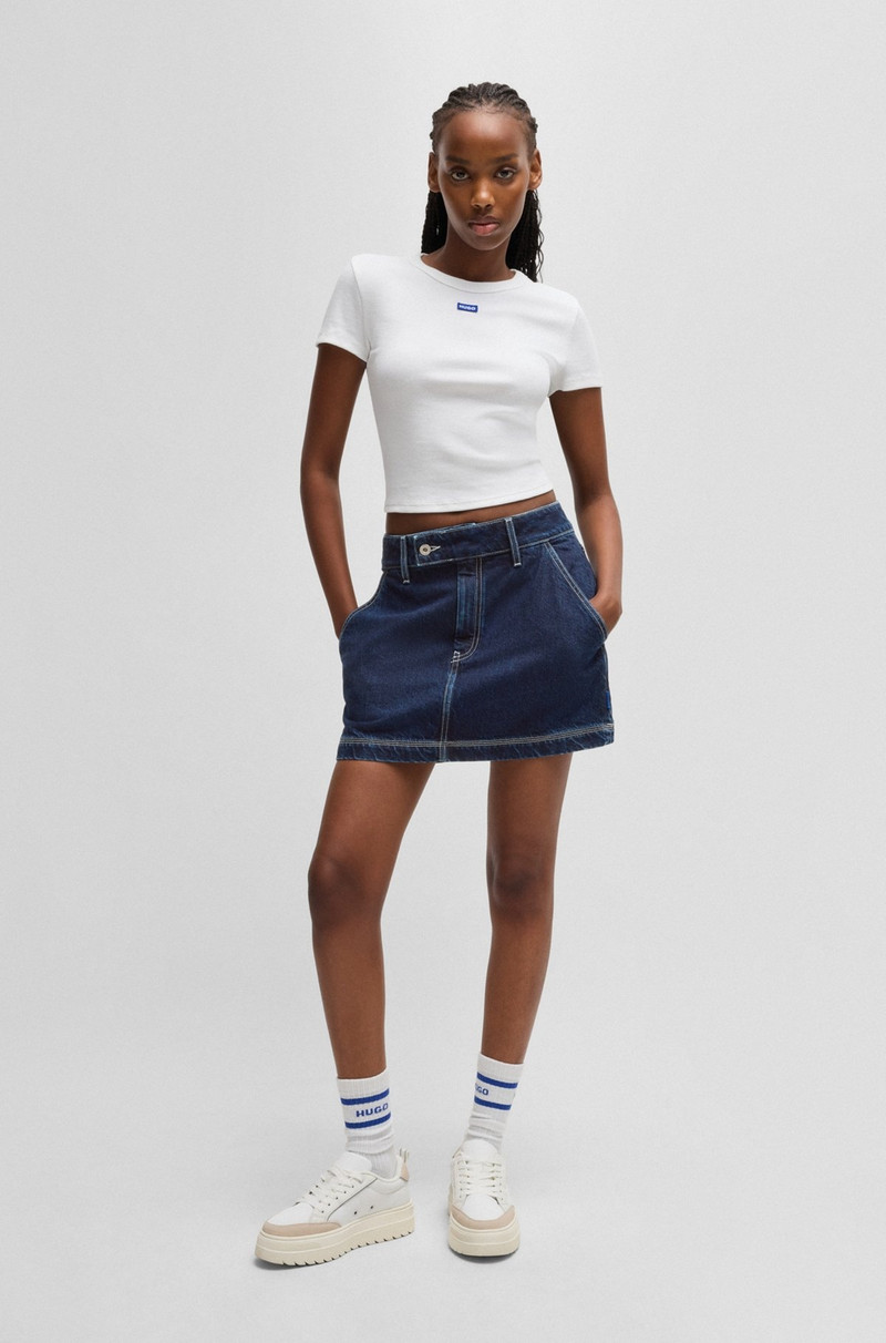 HUGO DENIM MINI SKIRT WITH CONTRAST STITCHING outlook