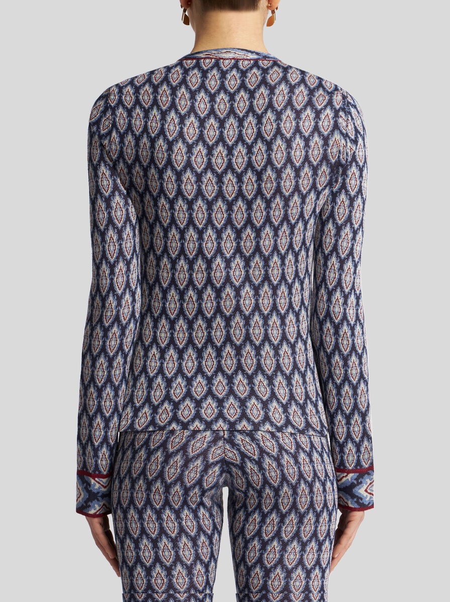 JACQUARD CARDIGAN WITH BOW - 5