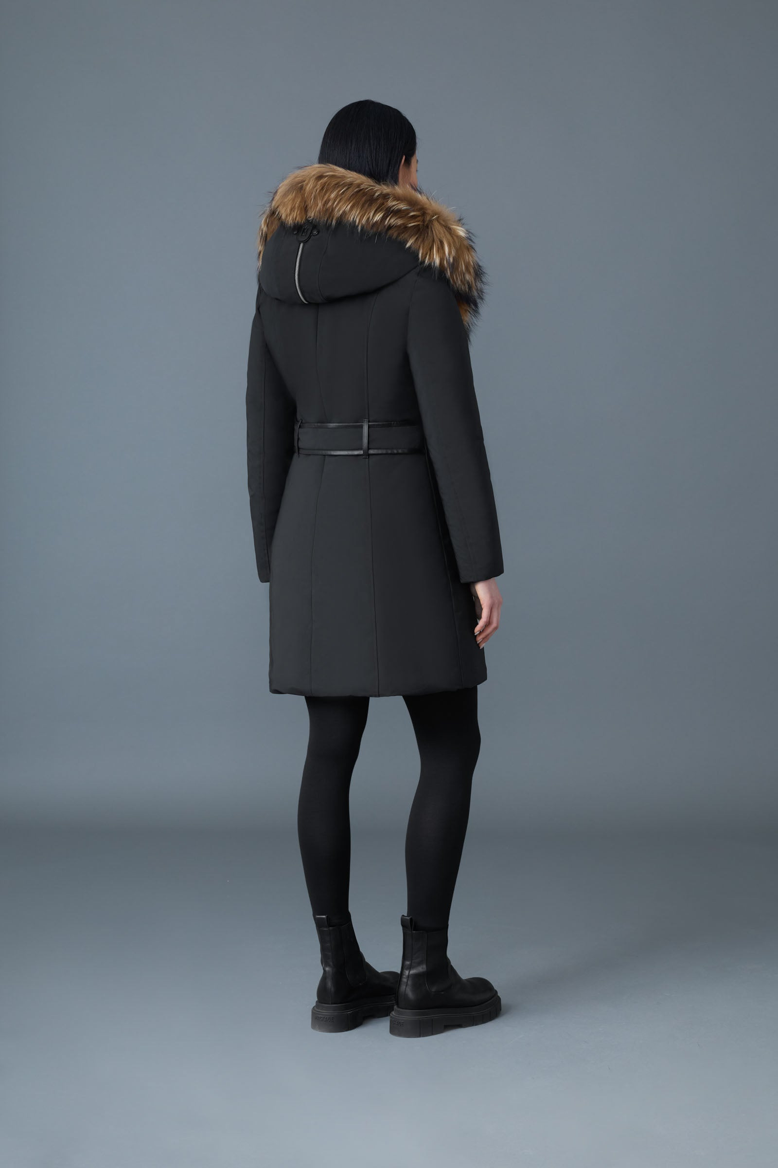 TRISH Powder Touch down coat with natural fur Signature Mackage Collar - 4