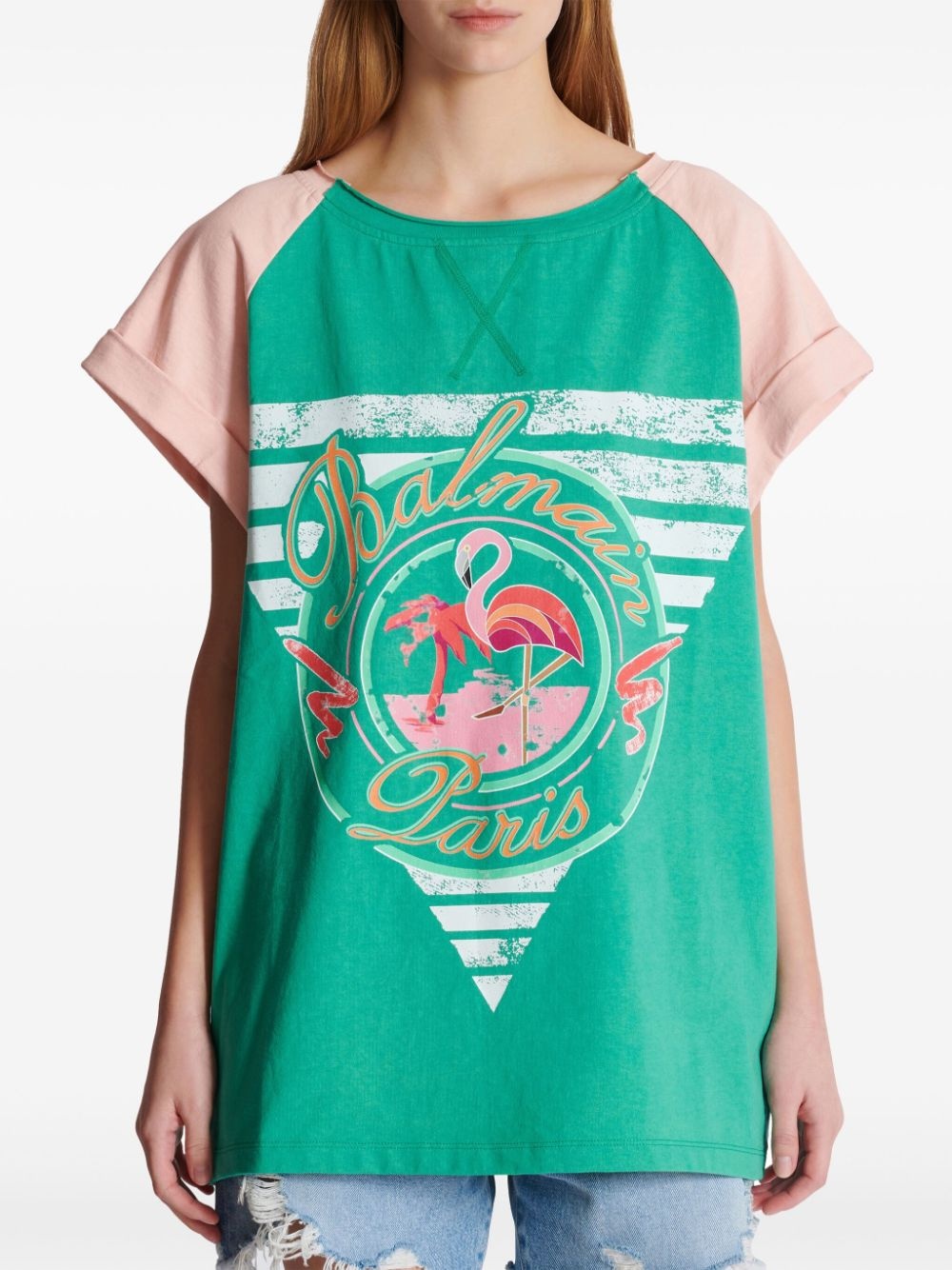 flamingo-print cotton T-shirt - 5