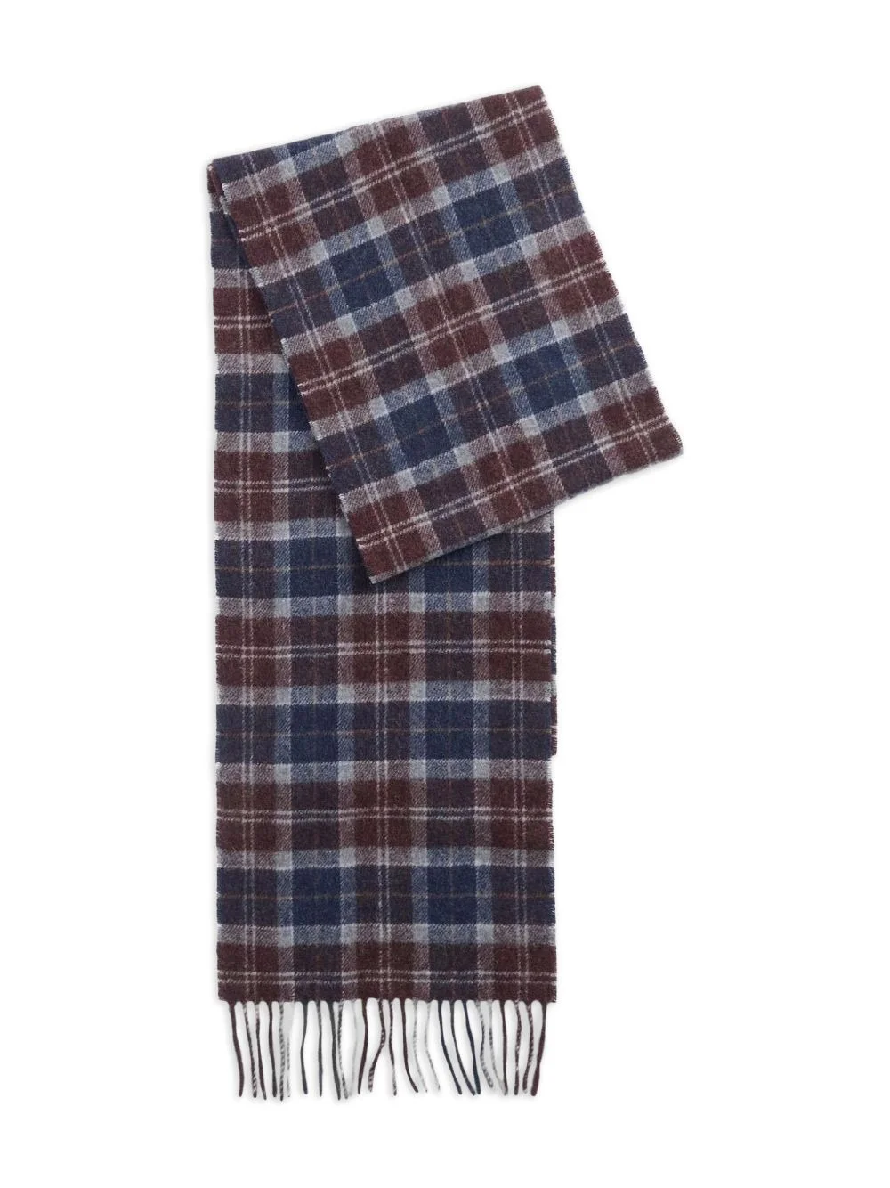 tartan-fringed scarf - 1