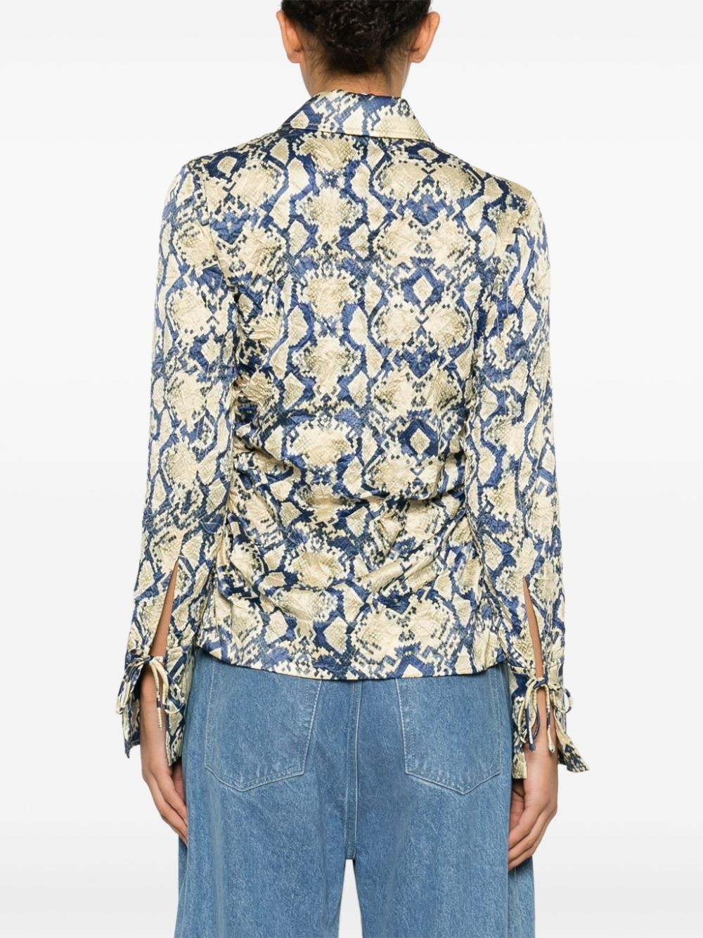 snake-print satin shirt - 4