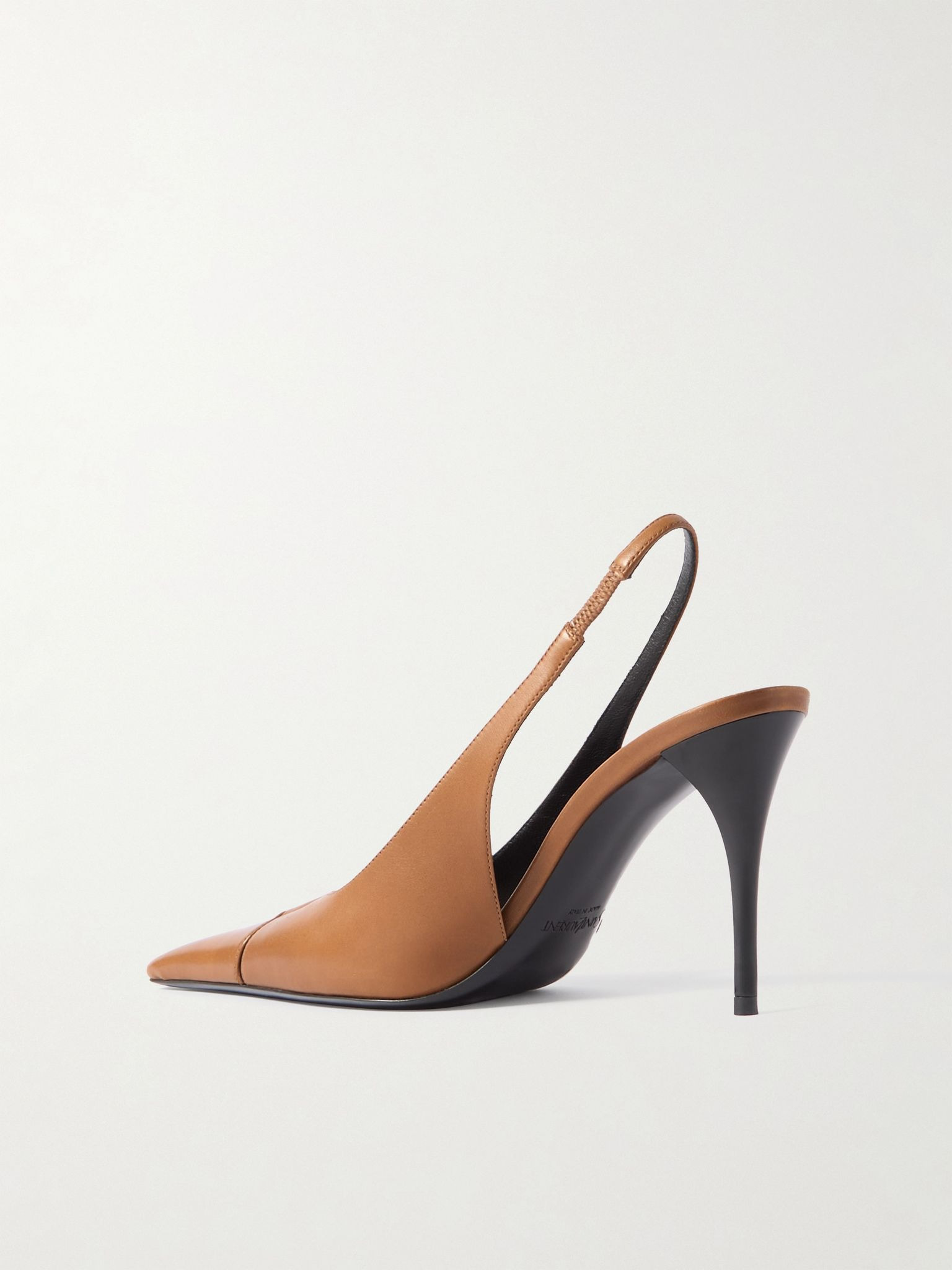 Babylone cutout patent-leather slingback pumps Brown - 3