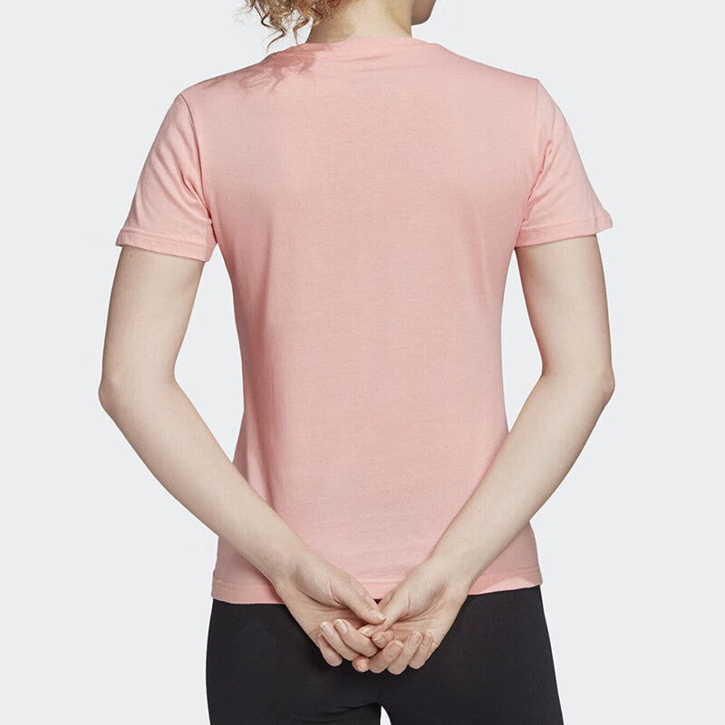 (WMNS) adidas Logo T-shirt 'Pink' FJ5013 - 4