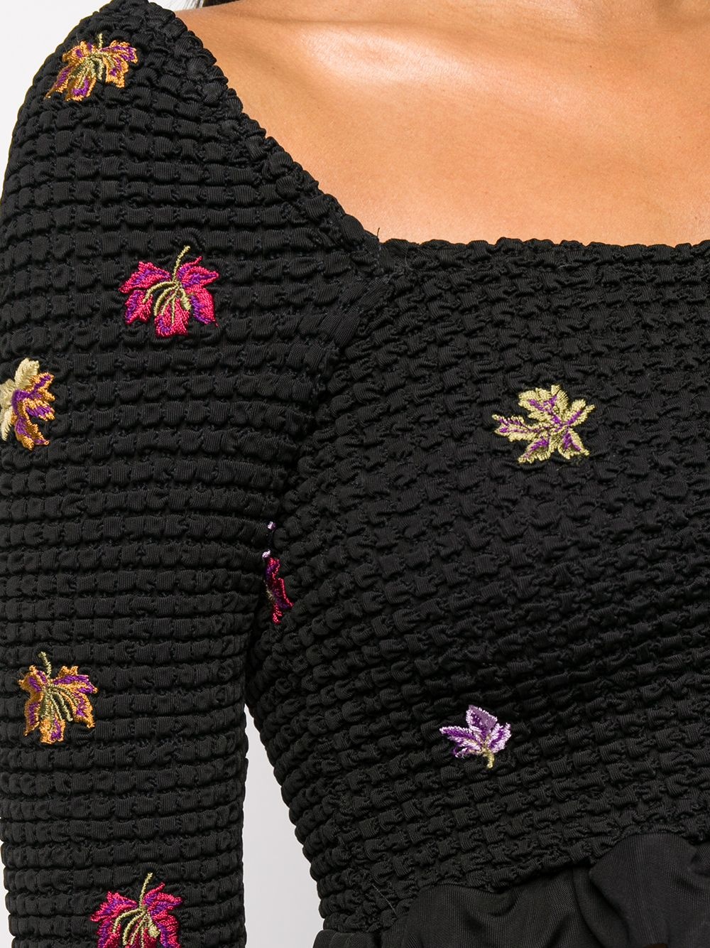 embroidered-leaves cropped top - 5